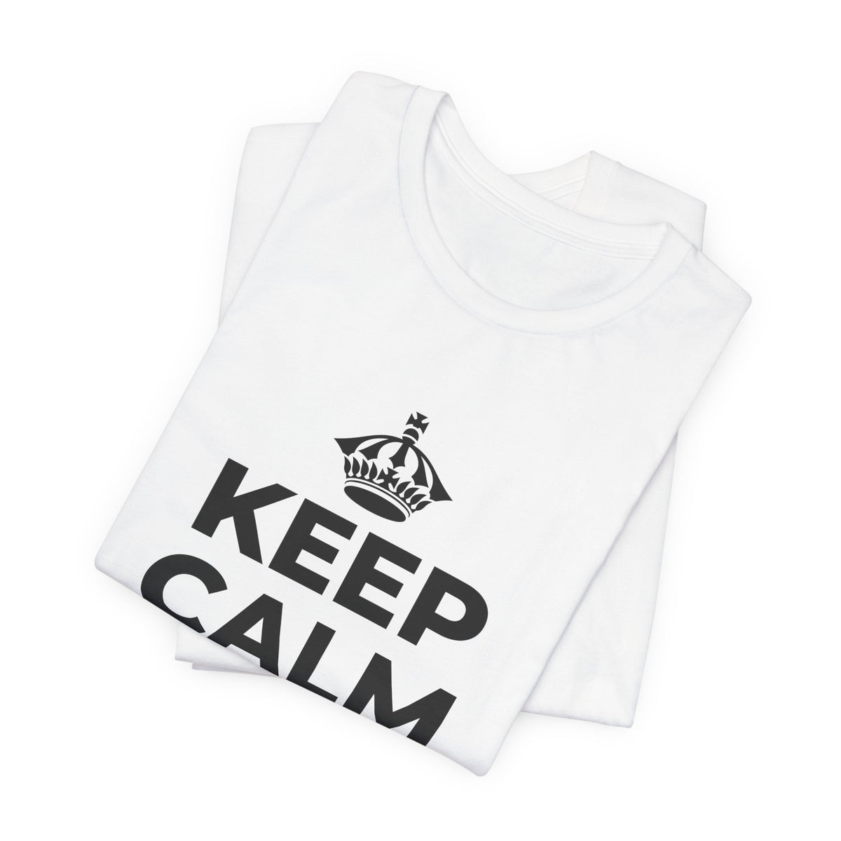 KEEP CALM AND OWN IT T-Shirt (White–Asphalt)