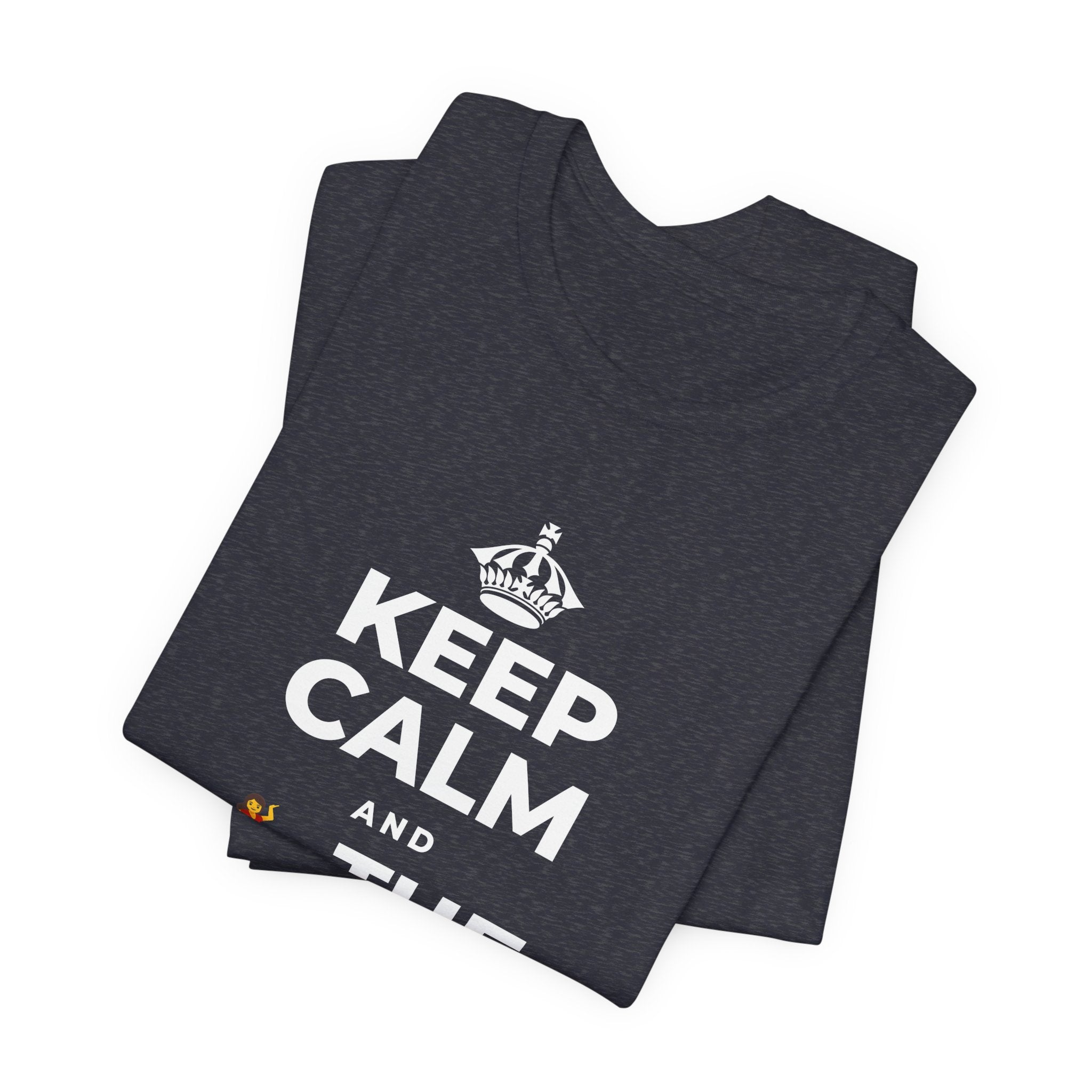 KEEP CALM AND 💃 THE NIGHT AWAY T-Shirt (White–Asphalt)