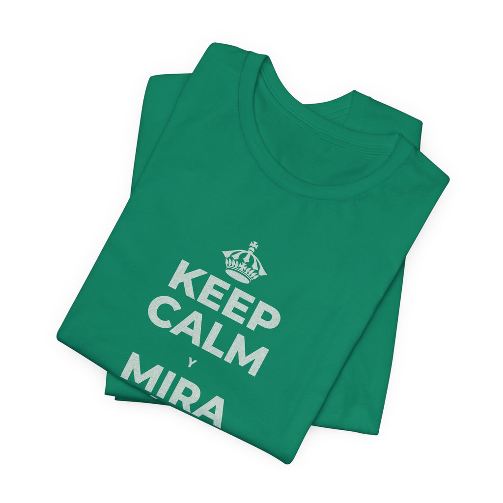 KEEP CALM Y MIRA CÓMO CAMBIAN LAS HOJAS T-Shirt (White–Asphalt)