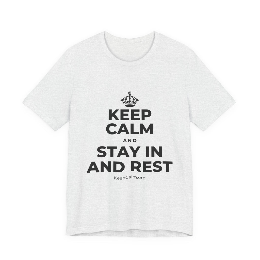 KEEP CALM AND STAY IN AND REST T-Shirt (Soft Cream–Heather Mauve)