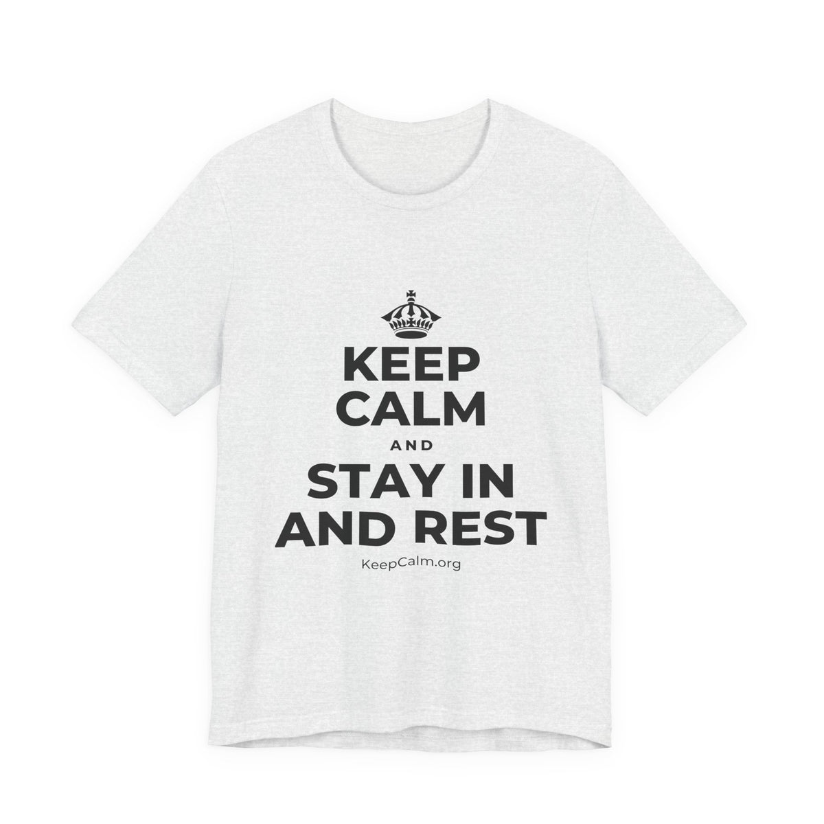 KEEP CALM AND STAY IN AND REST T-Shirt (Soft Cream–Heather Mauve)