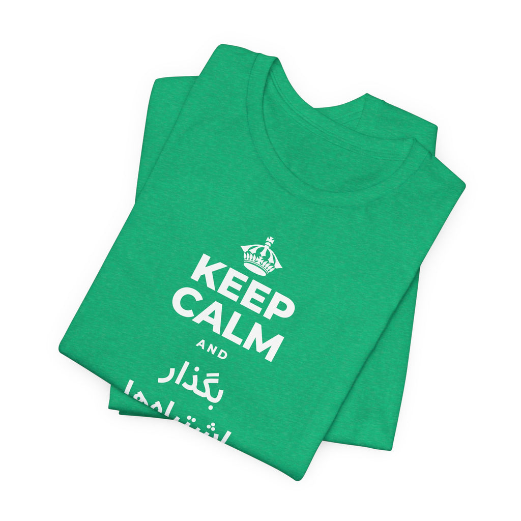 KEEP CALM AND بگذار اشتباه‌ها به تو درس بدهند T-Shirt (Baby Blue–Silver)