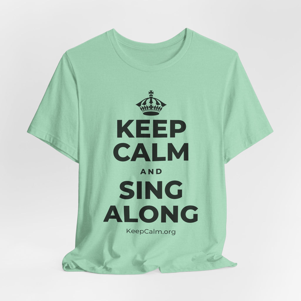 KEEP CALM AND SING ALONG T-Shirt (Baby Blue–Silver)