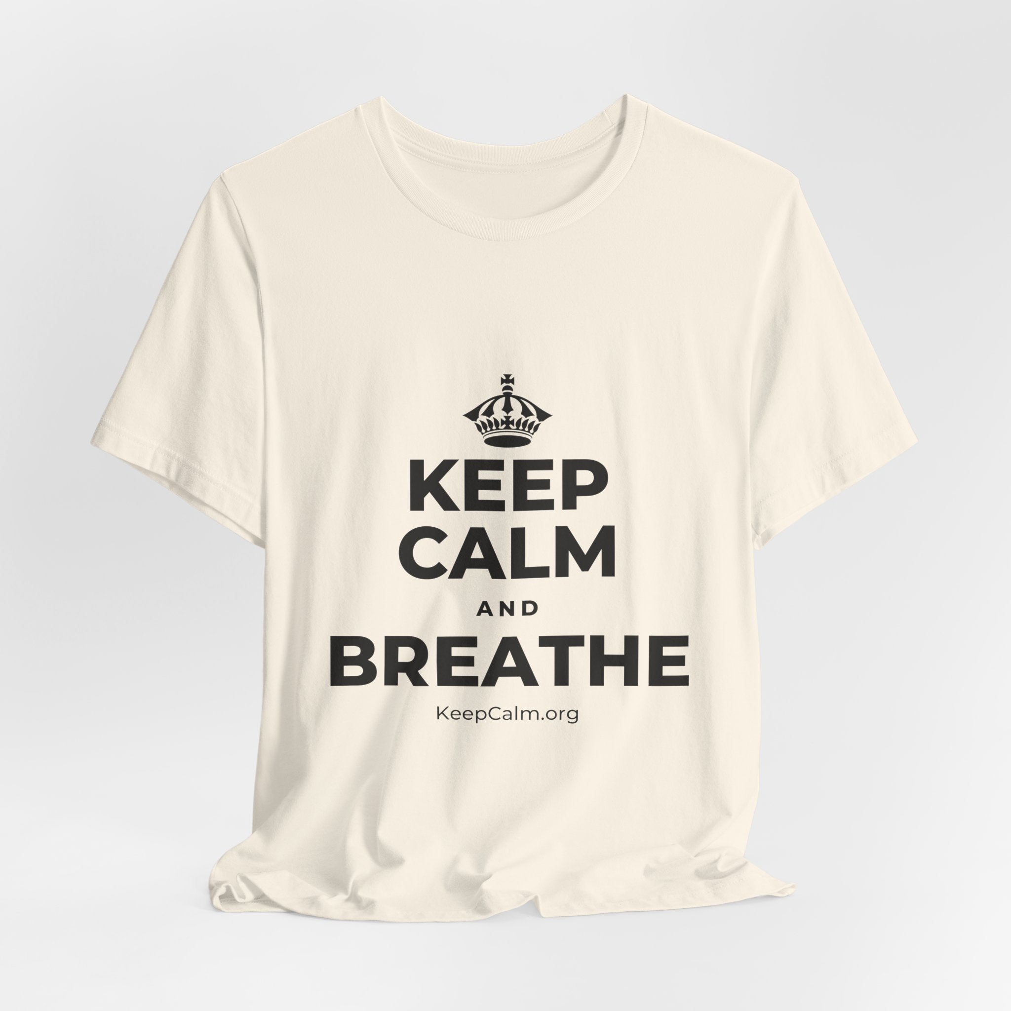 KEEP CALM AND BREATHE T-Shirt (White–Asphalt)