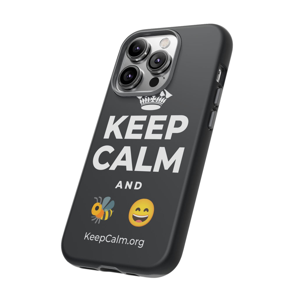 KEEP CALM AND 🐝 😄 Phone Case (Dark)