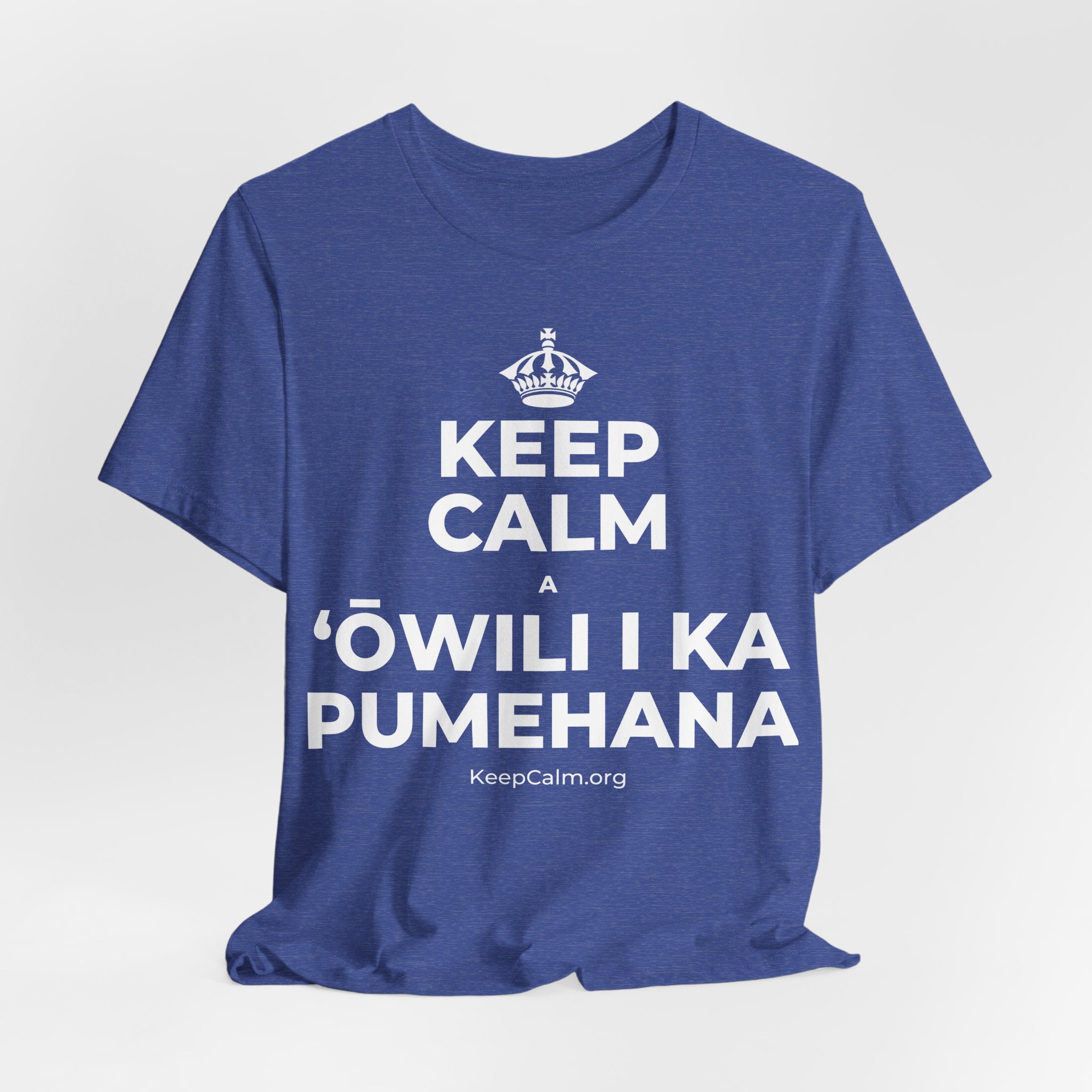 KEEP CALM A ʻŌWILI I KA PUMEHANA T-Shirt (Baby Blue–Silver)