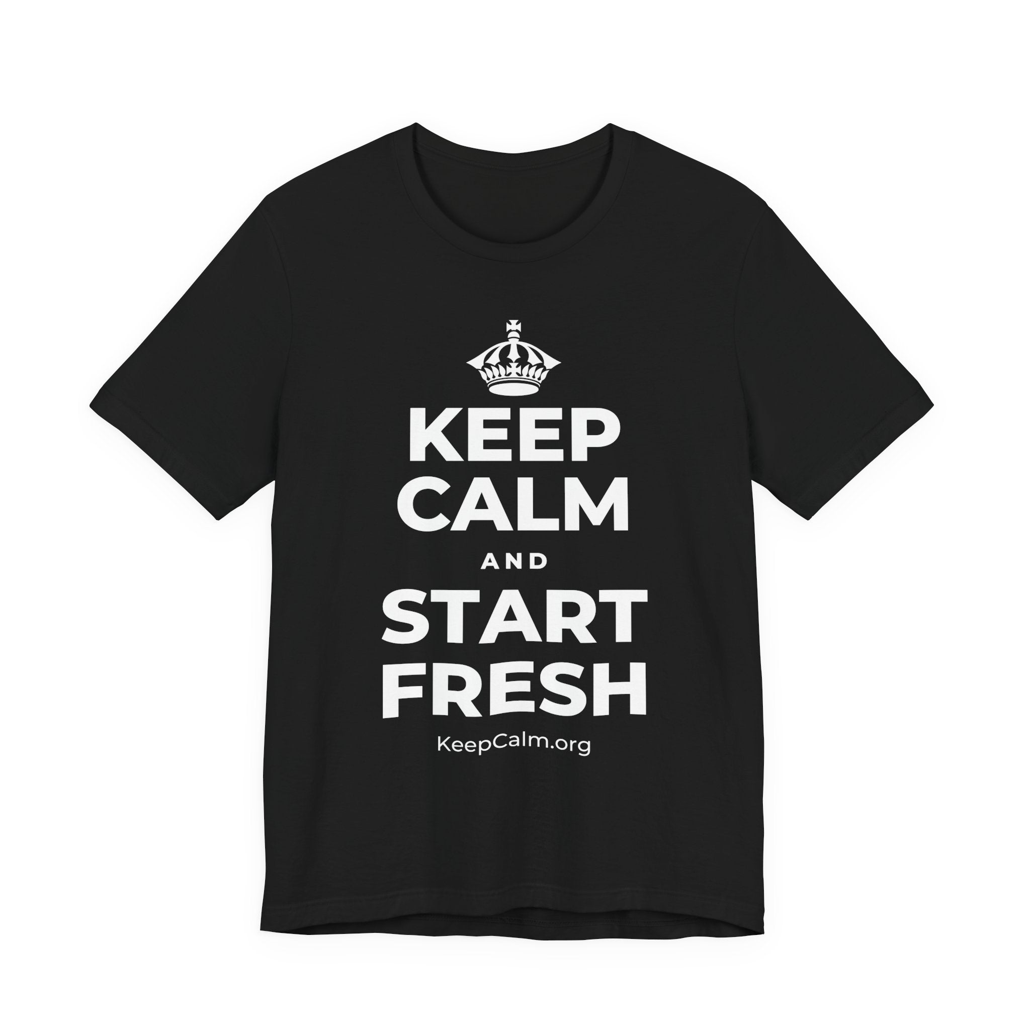 KEEP CALM AND START FRESH T-Shirt (White–Asphalt)
