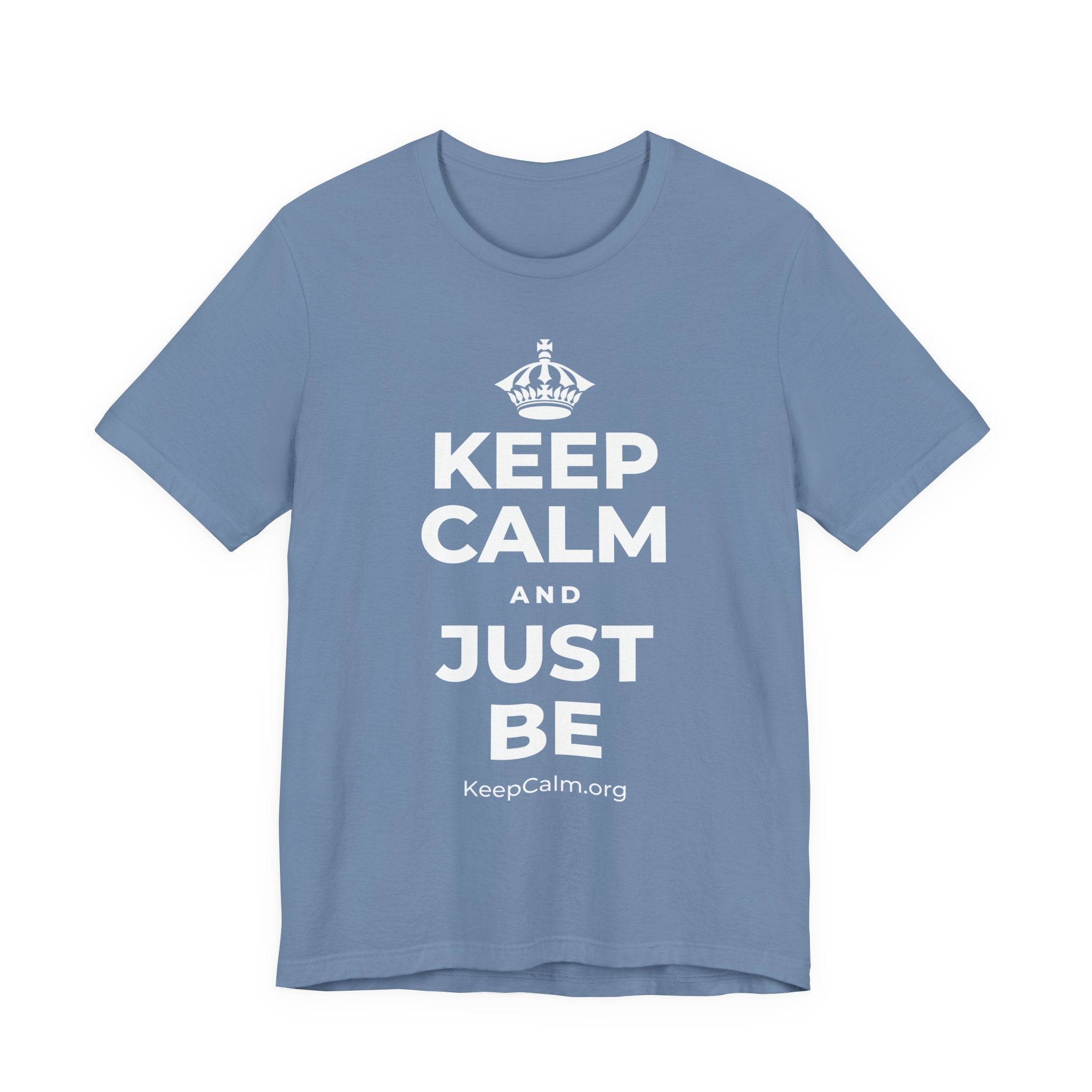 KEEP CALM AND JUST BE T-Shirt (Soft Cream–Heather Mauve)