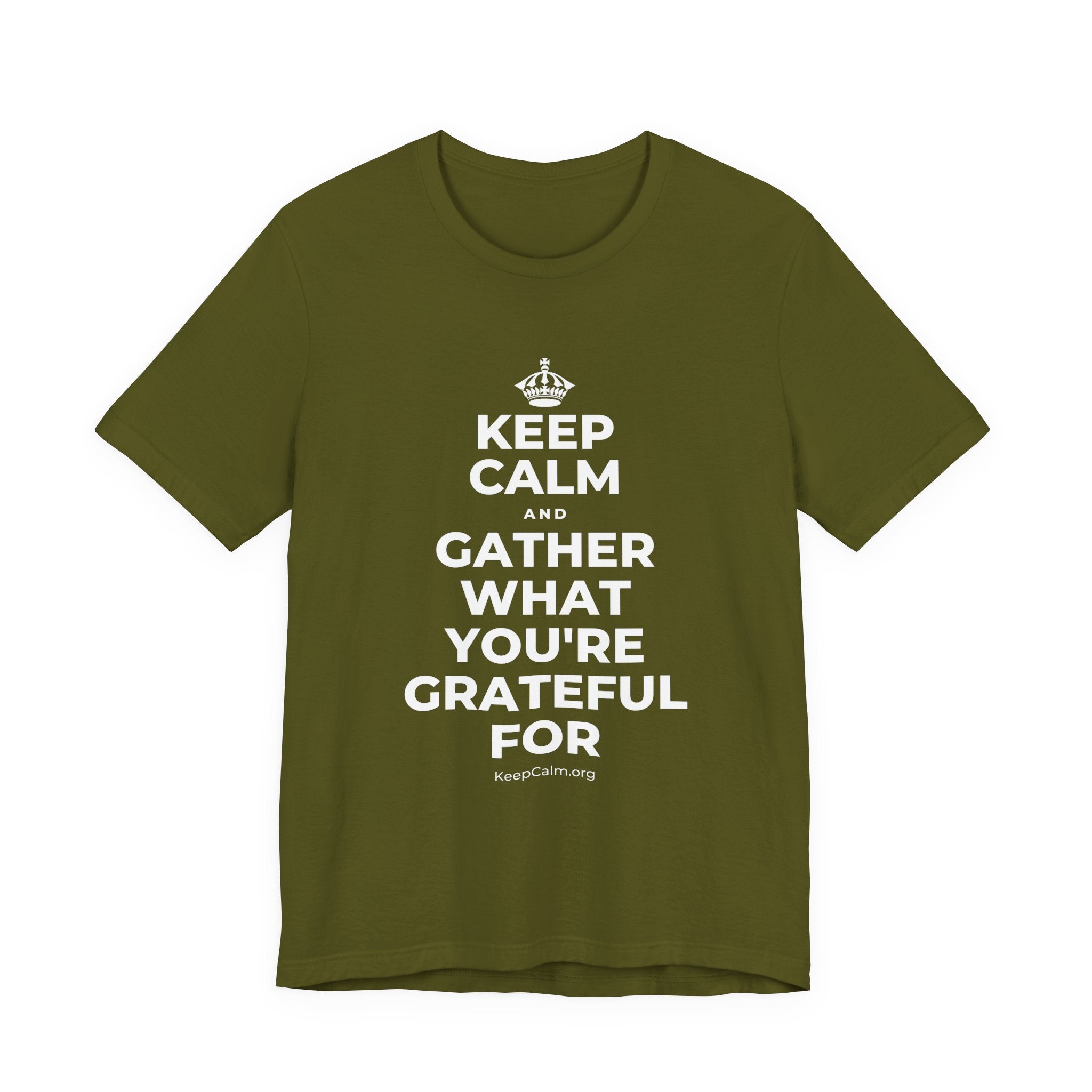 KEEP CALM AND GATHER WHAT YOU'RE GRATEFUL FOR T-Shirt (Baby Blue–Silver)