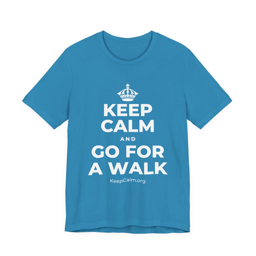 KEEP CALM AND GO FOR A WALK T-Shirt (White–Asphalt)