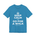 KEEP CALM AND GO FOR A WALK T-Shirt (White–Asphalt)