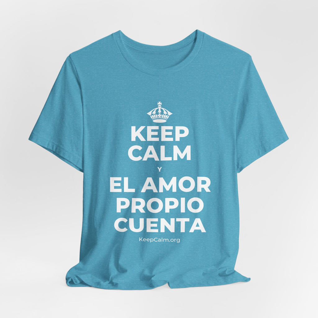KEEP CALM Y EL AMOR PROPIO CUENTA T-Shirt (Soft Cream–Heather Mauve)