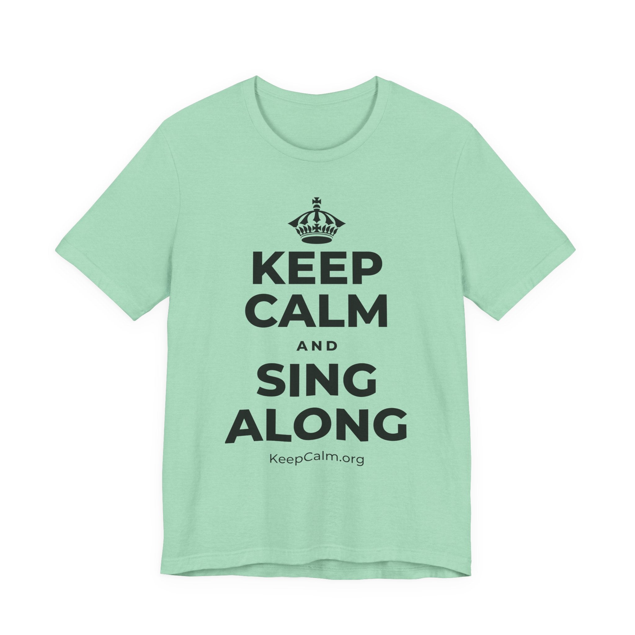 KEEP CALM AND SING ALONG T-Shirt (Baby Blue–Silver)