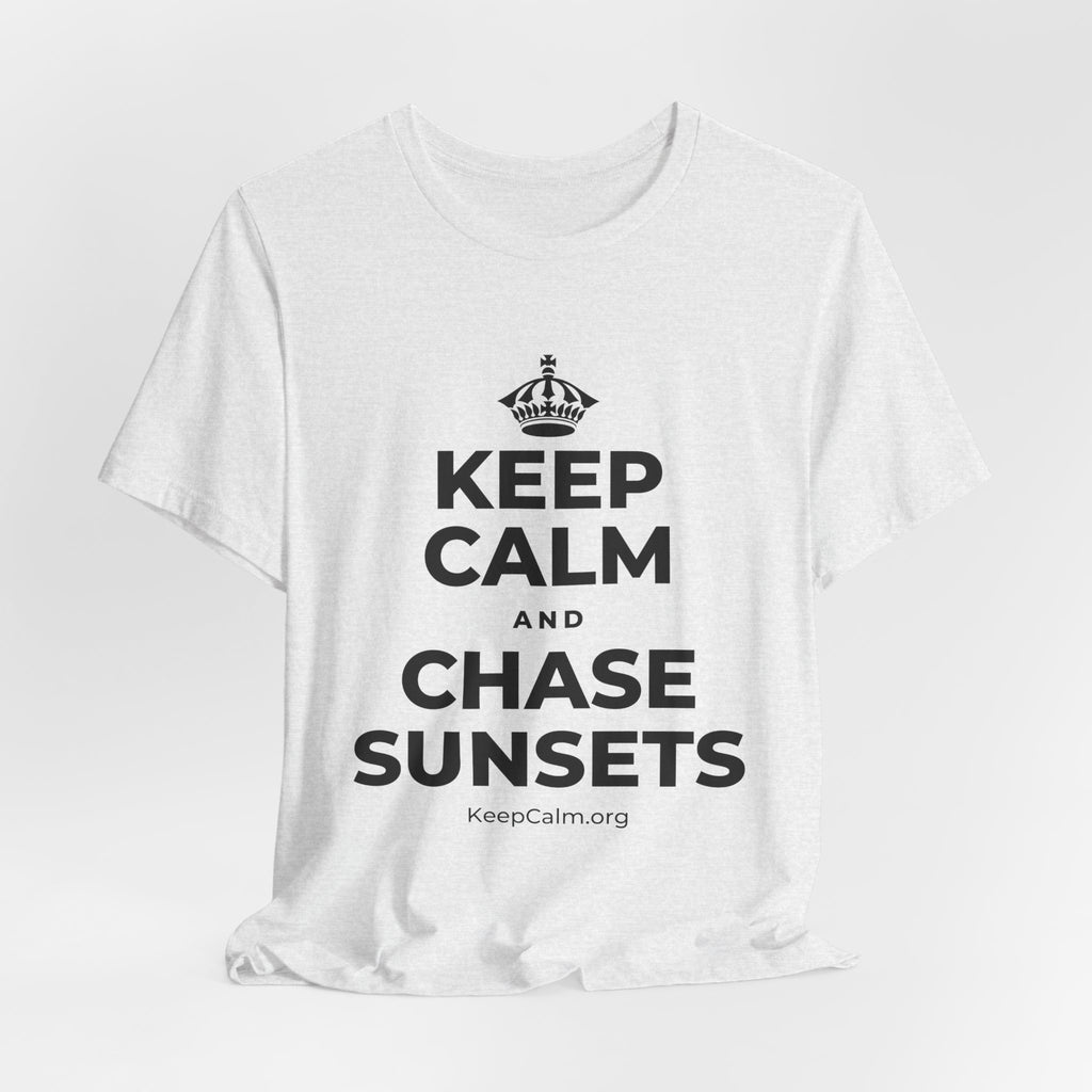 KEEP CALM AND CHASE SUNSETS T-Shirt (Soft Cream–Heather Mauve)