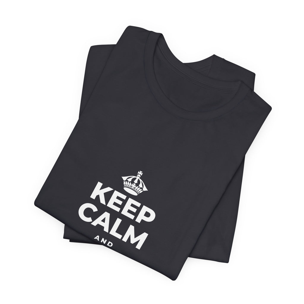KEEP CALM AND CHASE THE MOONLIGHT T-Shirt (Baby Blue–Silver)