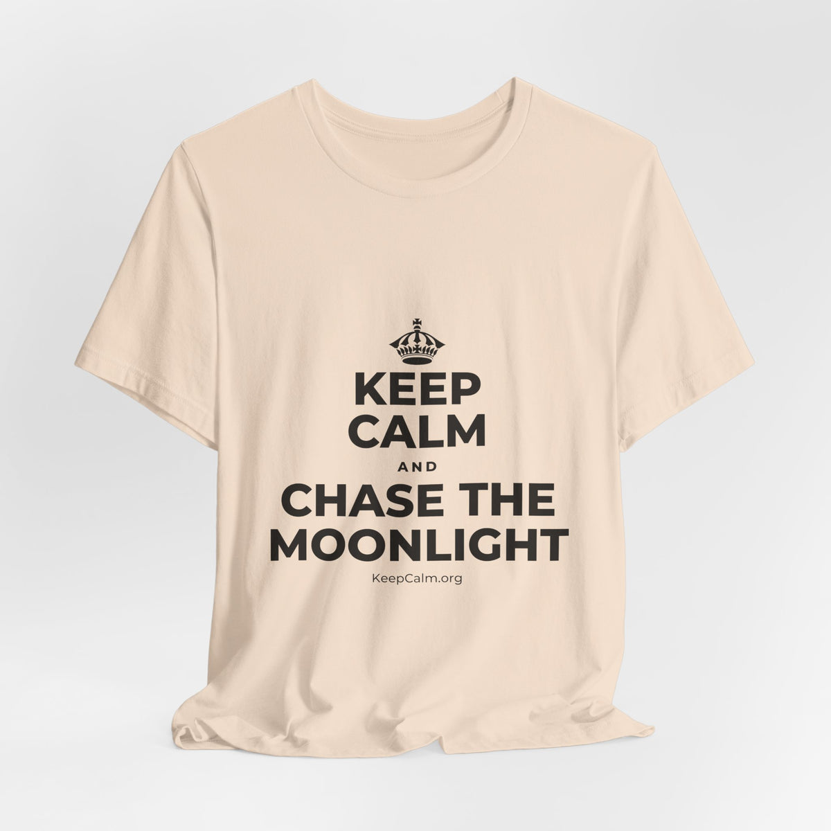 KEEP CALM AND CHASE THE MOONLIGHT T-Shirt (Soft Cream–Heather Mauve)