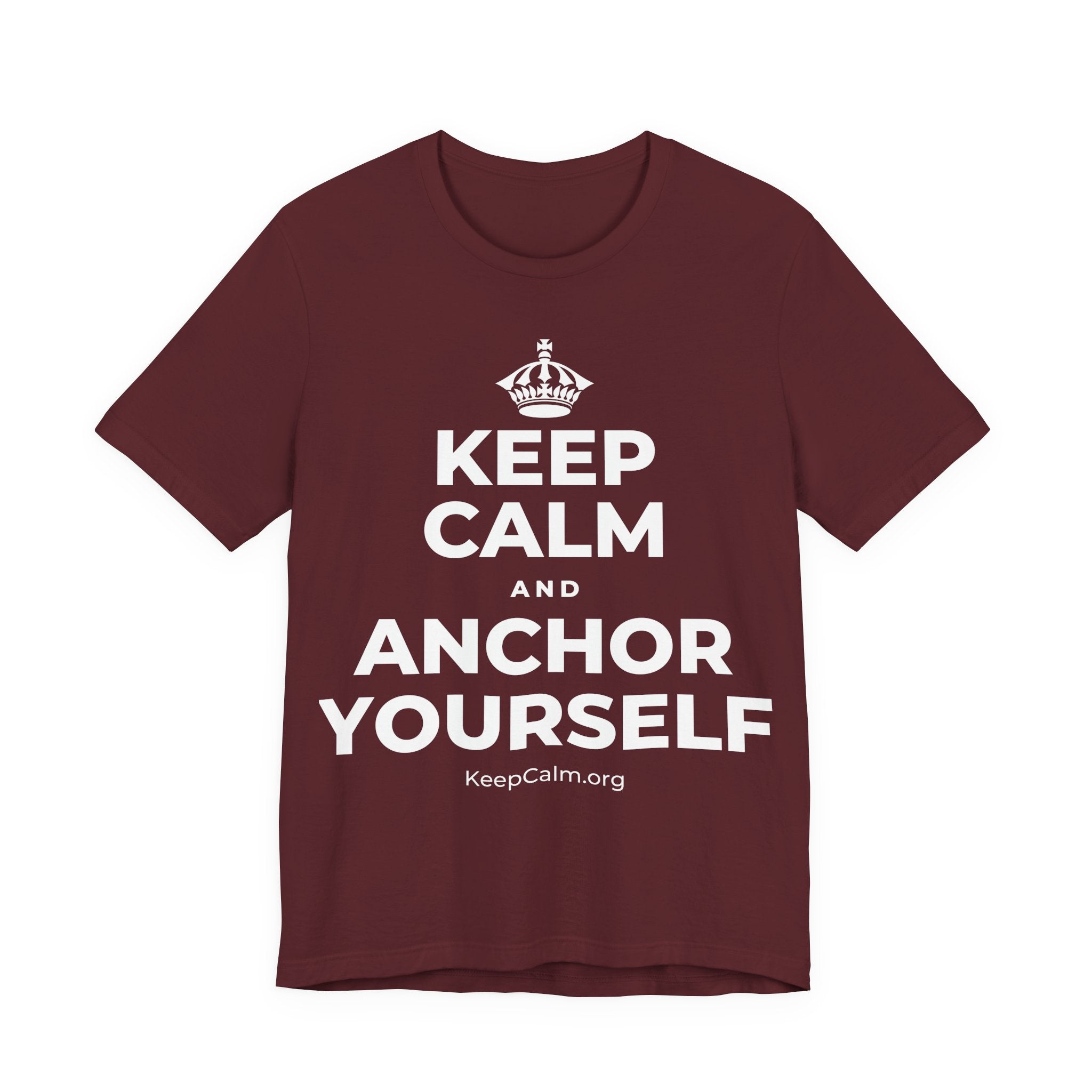 KEEP CALM AND ANCHOR YOURSELF T-Shirt (Baby Blue–Silver)