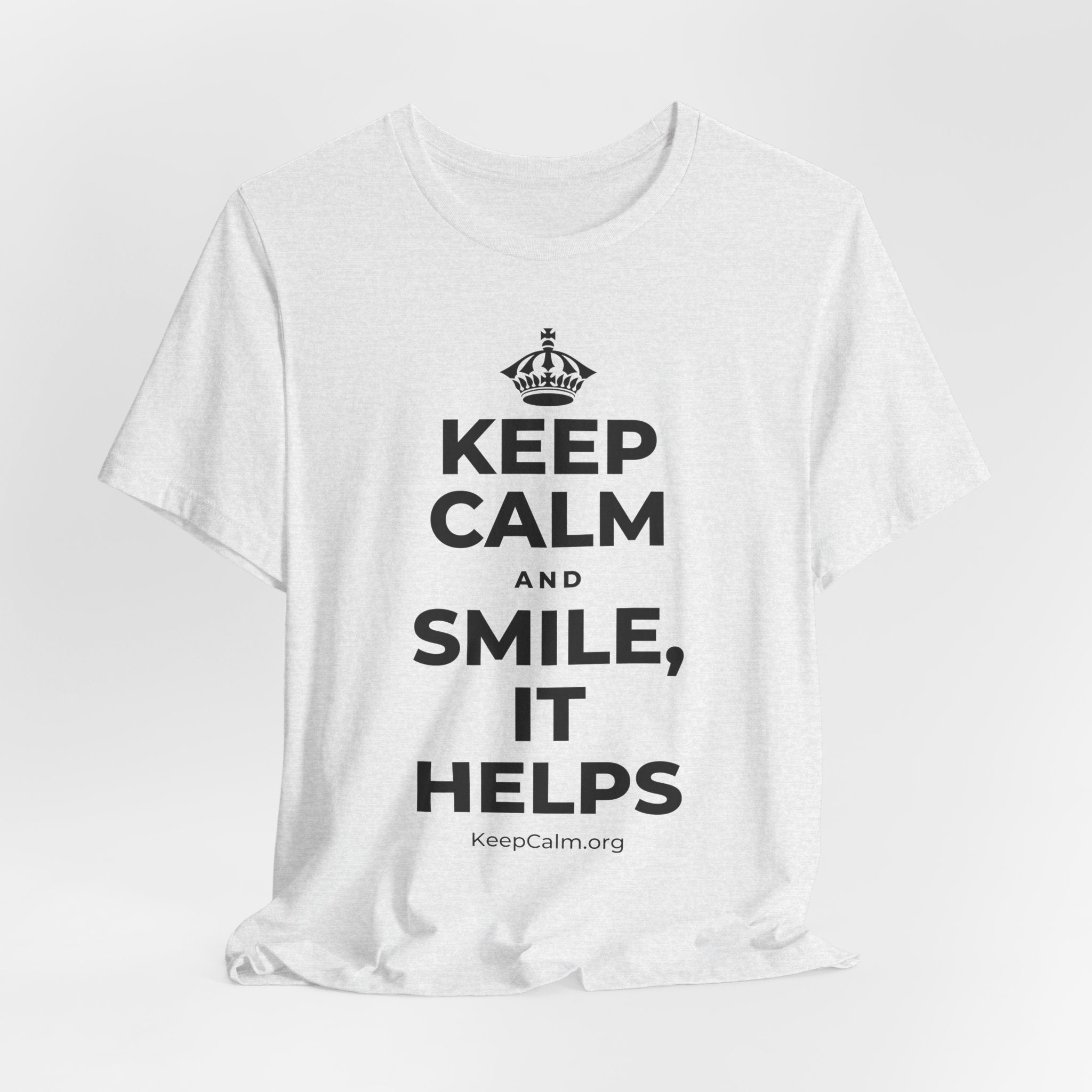 KEEP CALM AND SMILE, IT HELPS T-Shirt (Soft Cream–Heather Mauve)