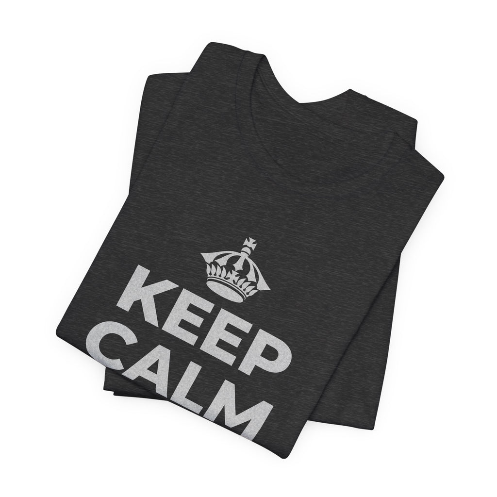 KEEP CALM AND OWN IT T-Shirt (White–Asphalt)