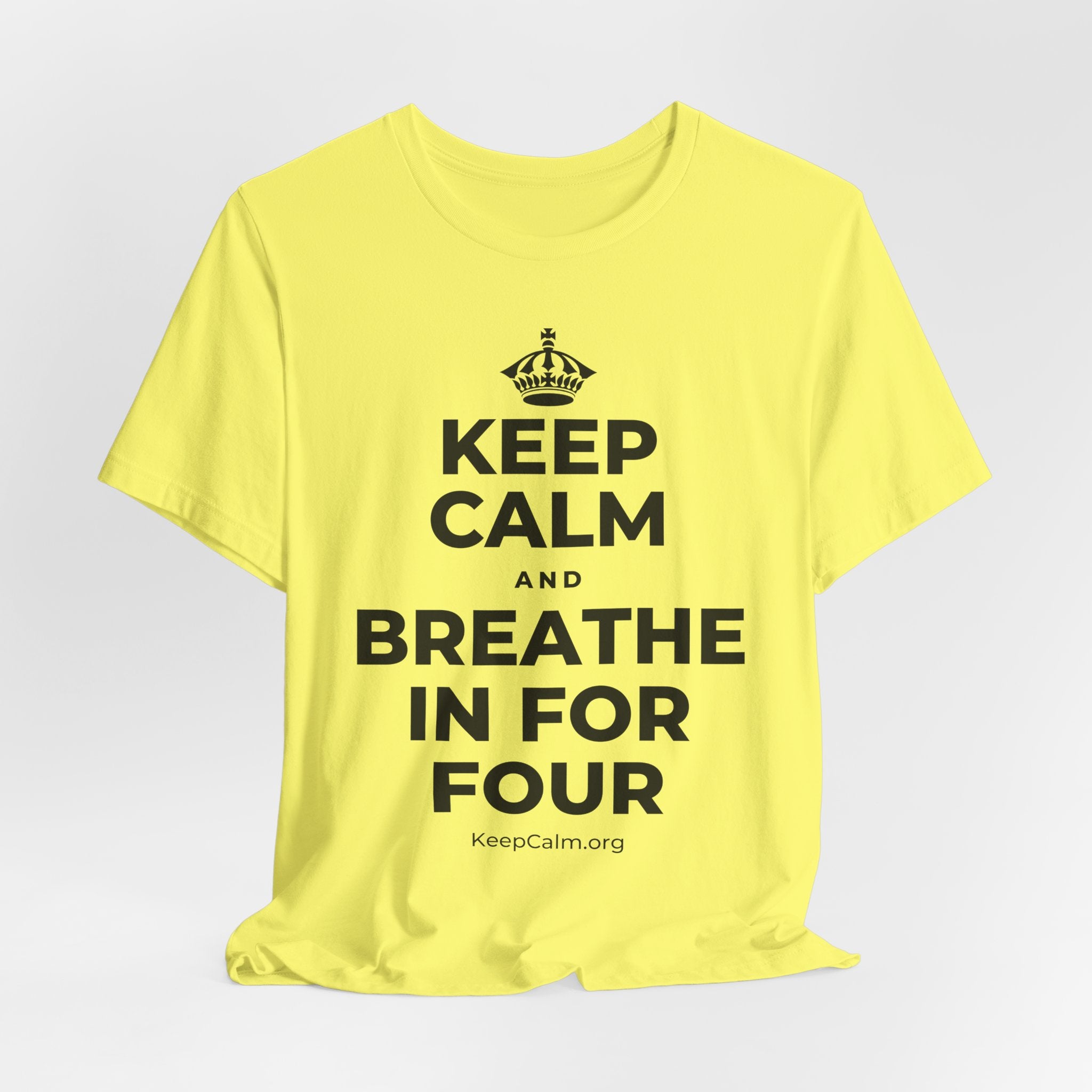 KEEP CALM AND BREATHE IN FOR FOUR T-Shirt (Soft Cream–Heather Mauve)
