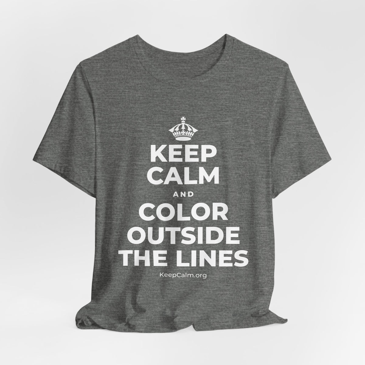 KEEP CALM AND COLOR OUTSIDE THE LINES T-Shirt (Baby Blue–Silver)
