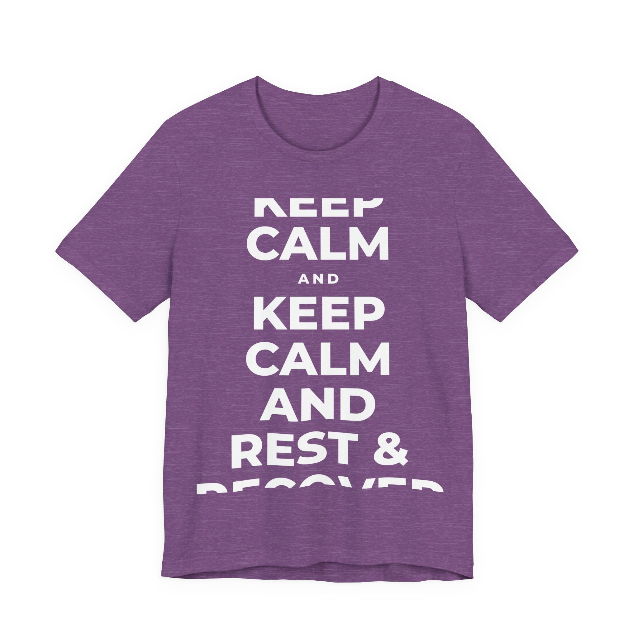 KEEP CALM AND REST & RECOVER T-Shirt (Baby Blue–Silver)