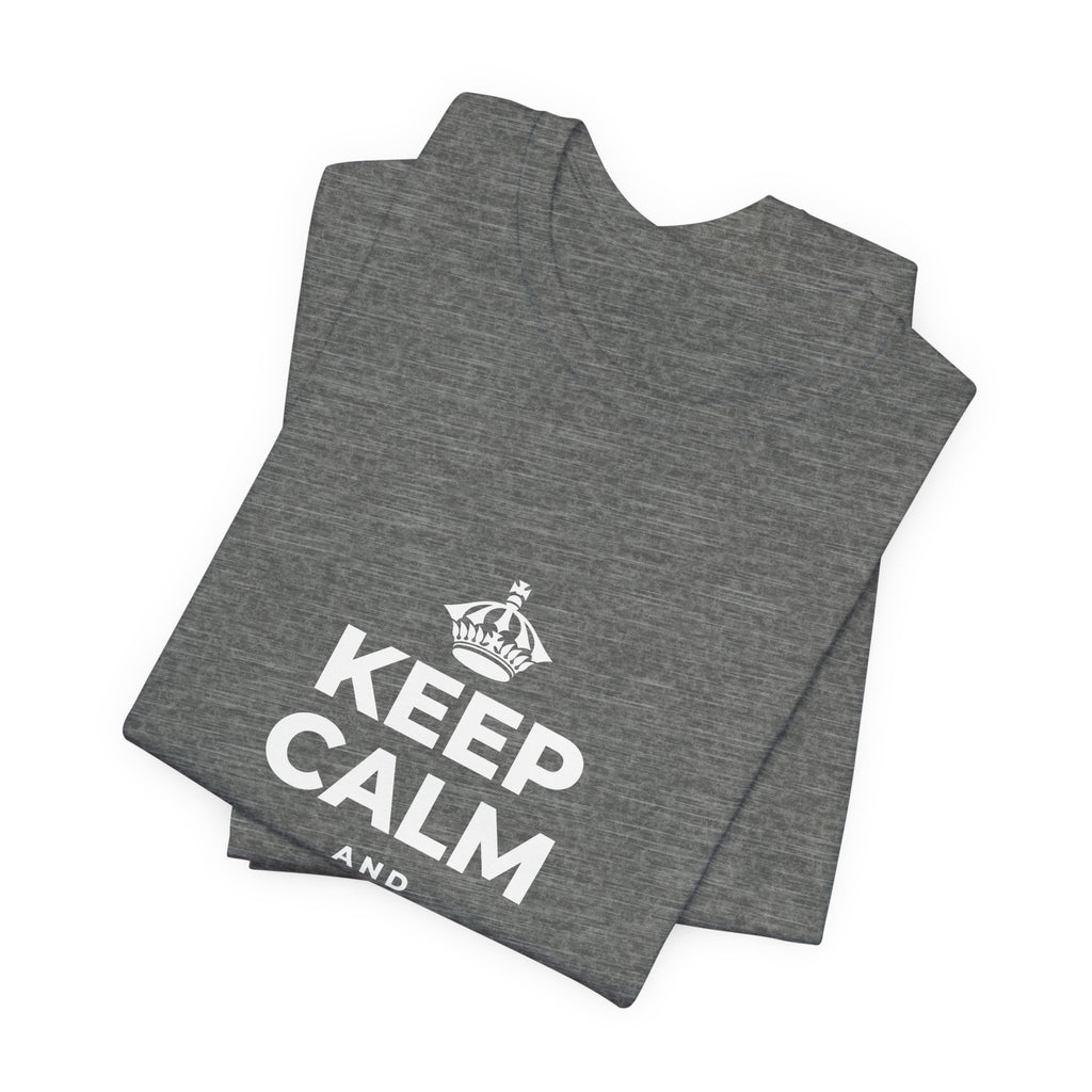 KEEP CALM AND GLOW TOGETHER T-Shirt (Baby Blue–Silver)