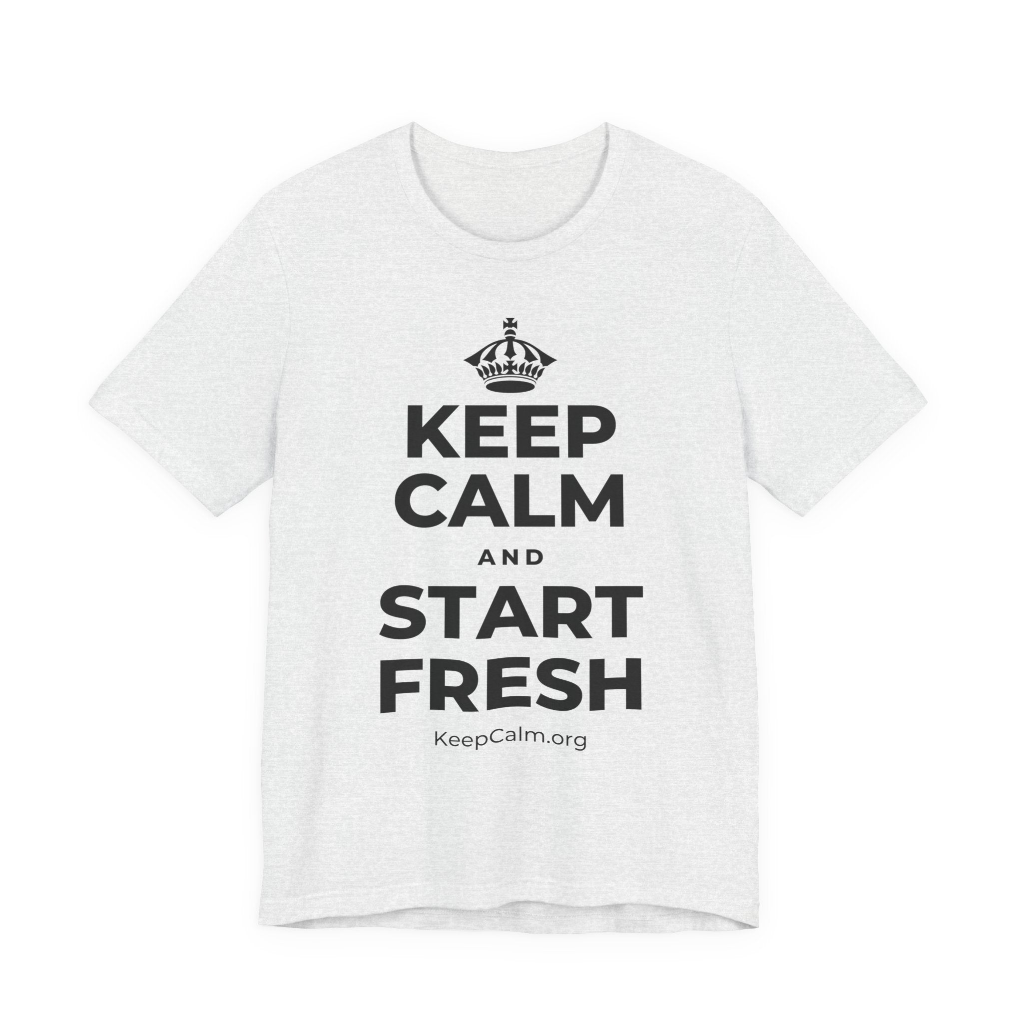 KEEP CALM AND START FRESH T-Shirt (Soft Cream–Heather Mauve)