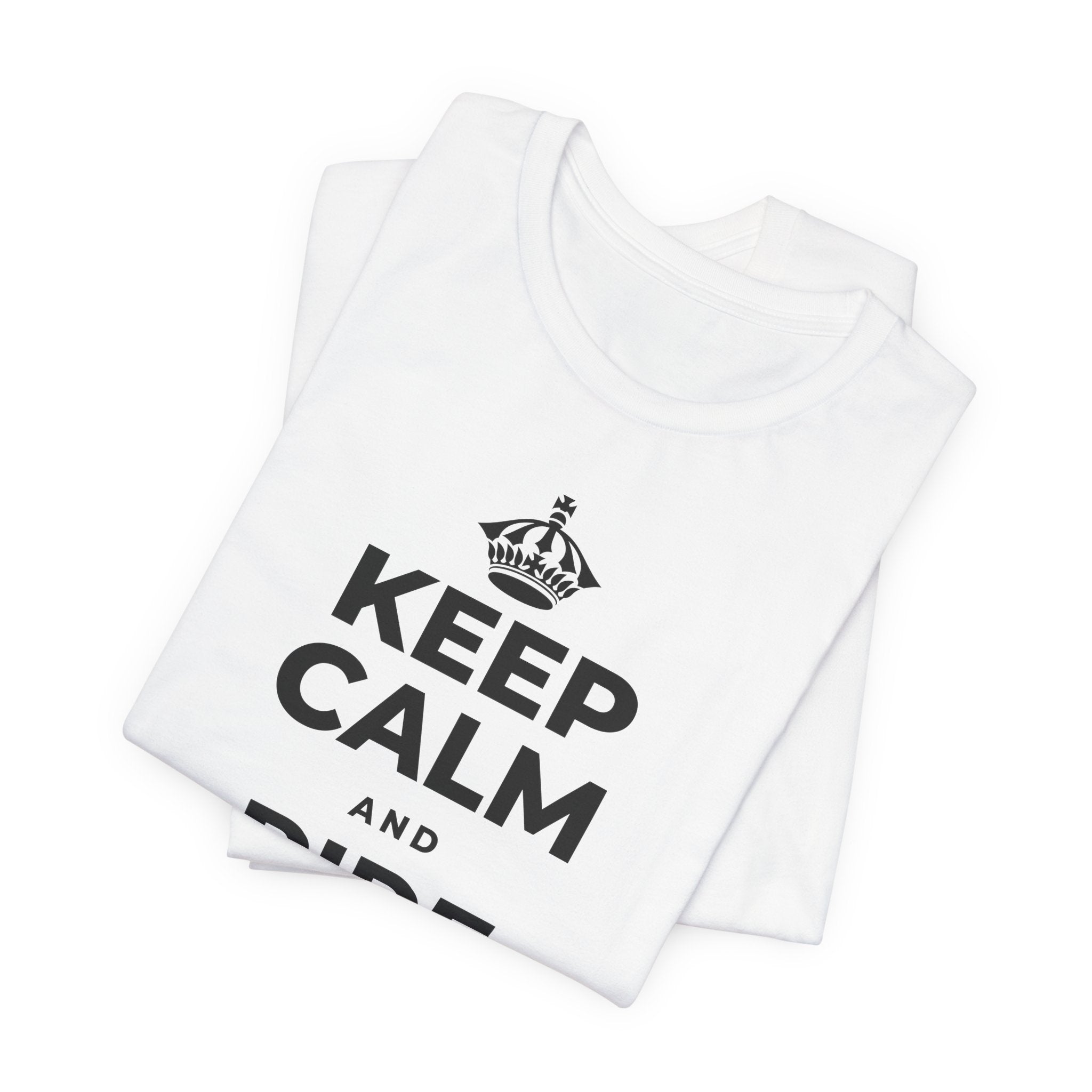 KEEP CALM AND RIDE THE WAVE T-Shirt (White–Asphalt)