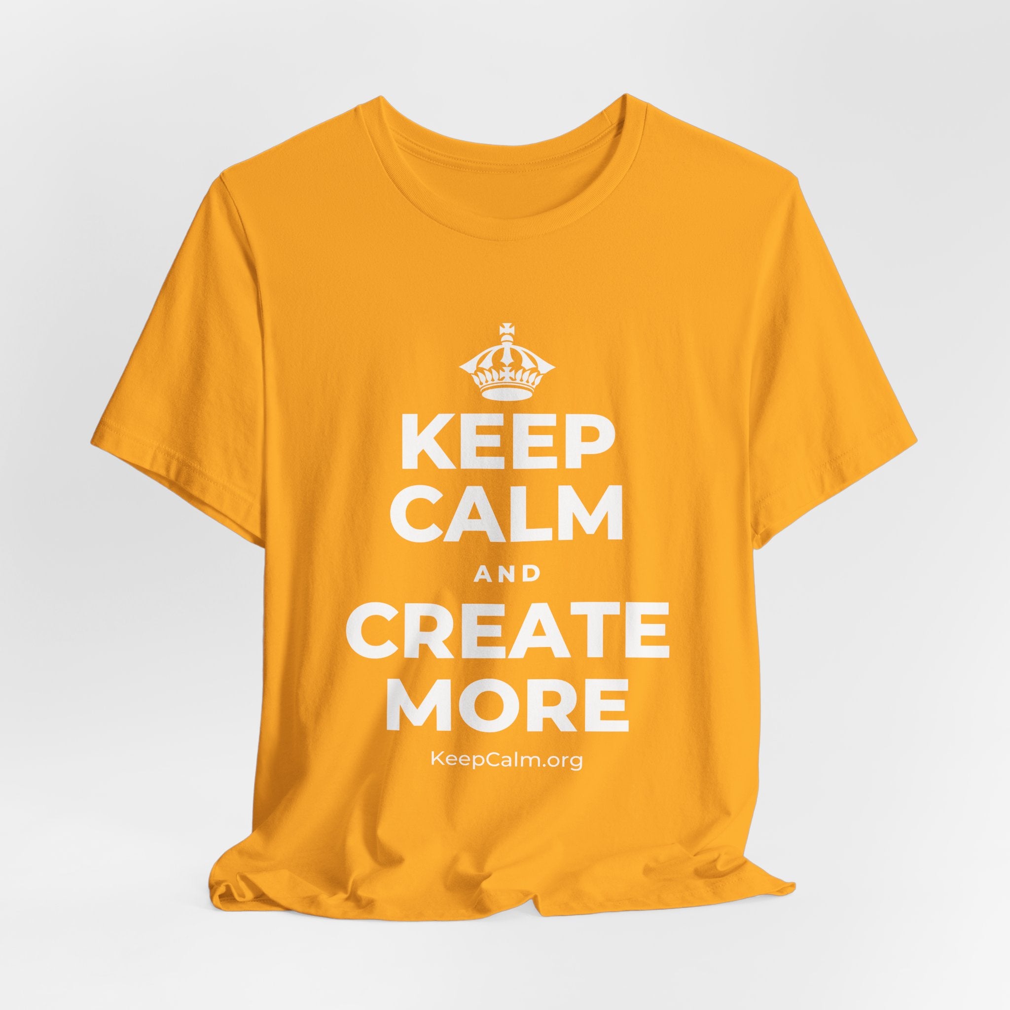 KEEP CALM AND CREATE MORE T-Shirt (Baby Blue–Silver)