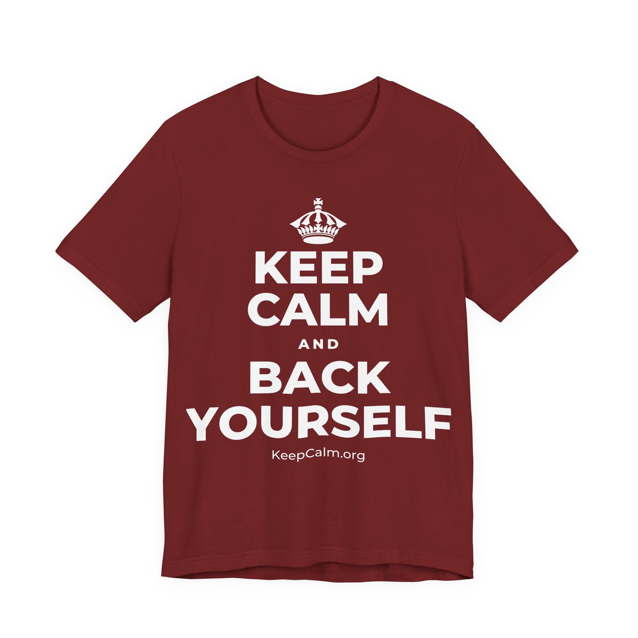 KEEP CALM AND BACK YOURSELF T-Shirt (Baby Blue–Silver)