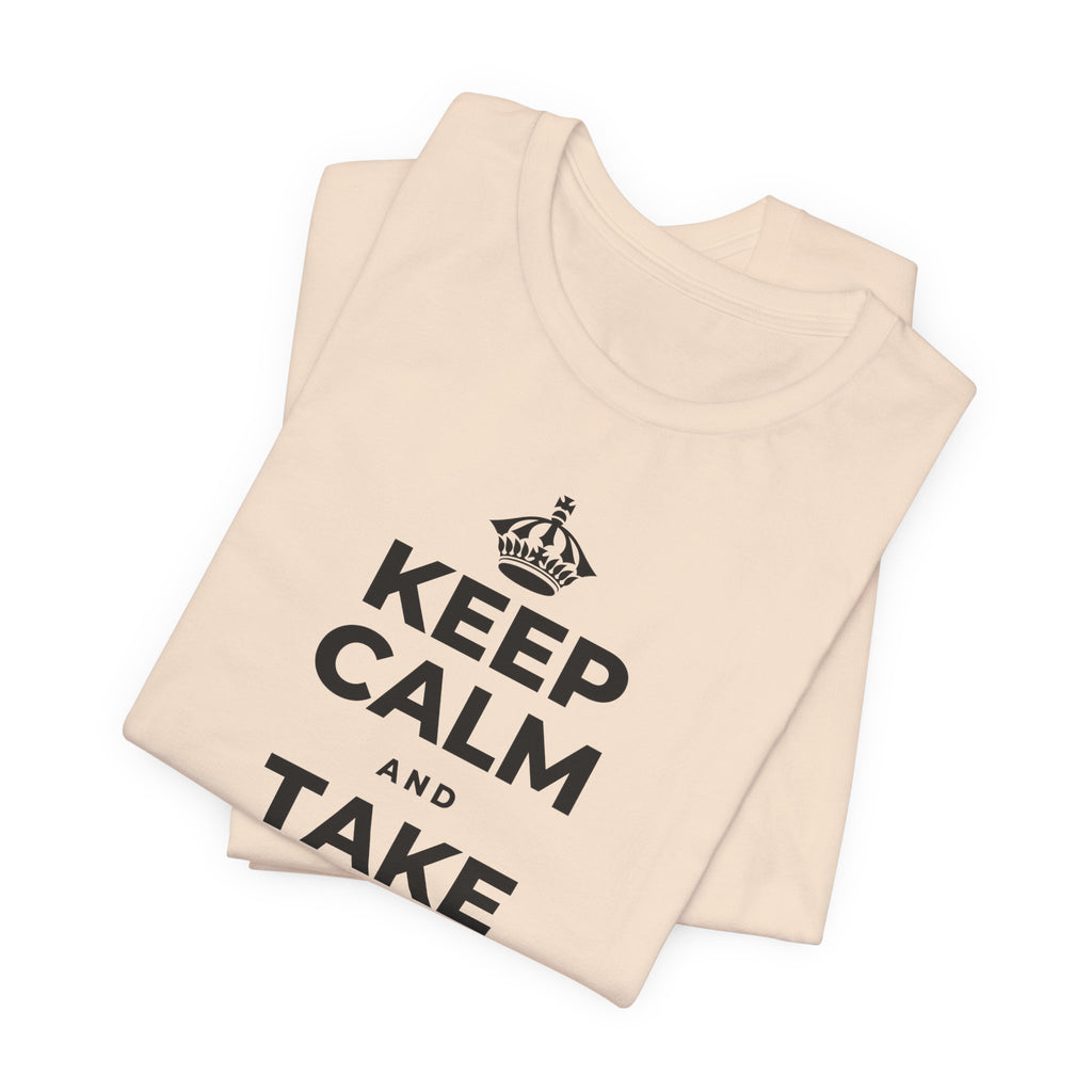 KEEP CALM AND TAKE THE FIRST STEP T-Shirt (Soft Cream–Heather Mauve)