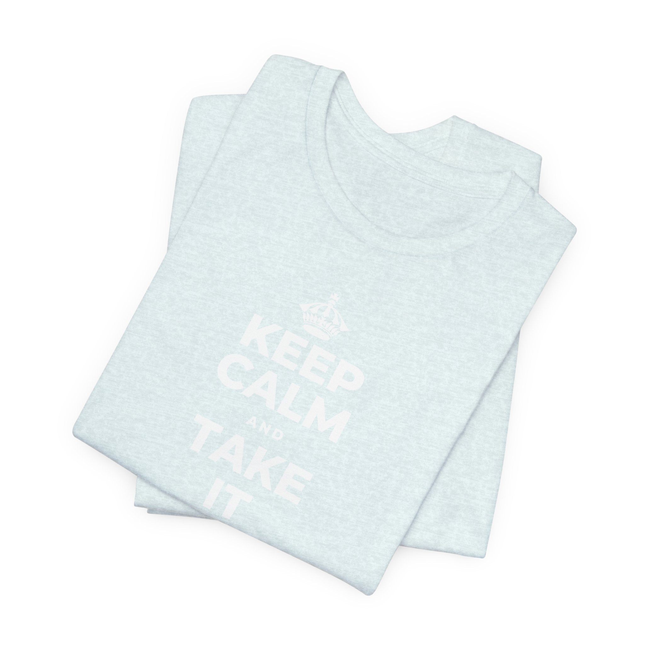 KEEP CALM AND TAKE IT ONE DAY AT A TIME T-Shirt (Soft Cream–Heather Mauve)