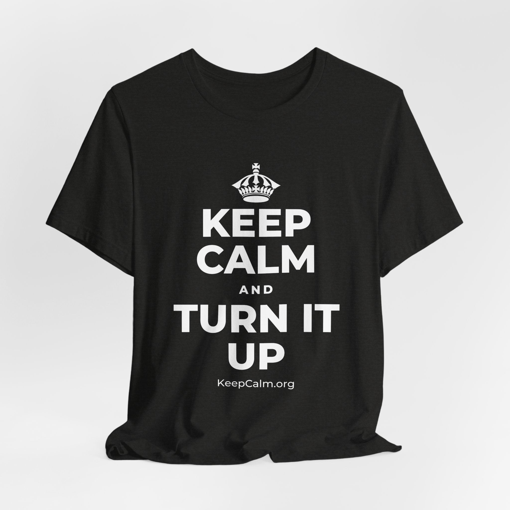 KEEP CALM AND TURN IT UP T-Shirt (Soft Cream–Heather Mauve)