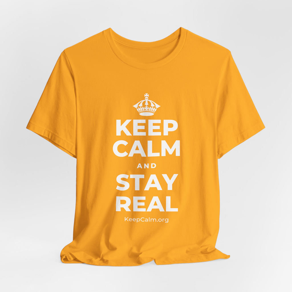 KEEP CALM AND STAY REAL T-Shirt (Baby Blue–Silver)