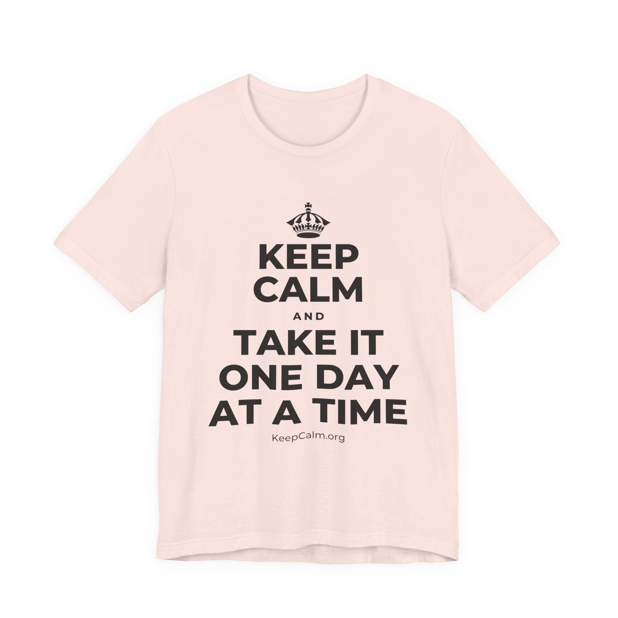 KEEP CALM AND TAKE IT ONE DAY AT A TIME T-Shirt (Soft Cream–Heather Mauve)