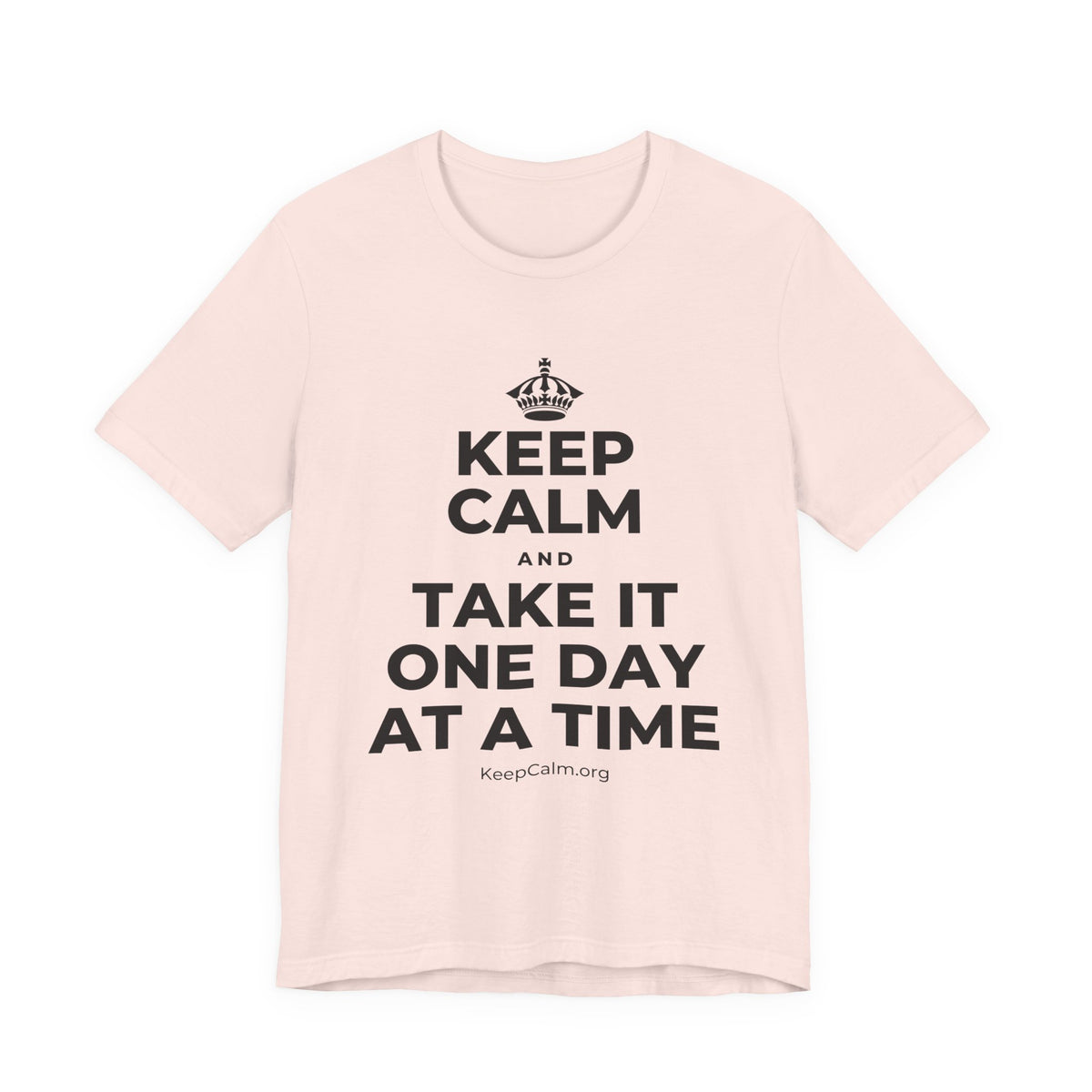 KEEP CALM AND TAKE IT ONE DAY AT A TIME T-Shirt (Soft Cream–Heather Mauve)