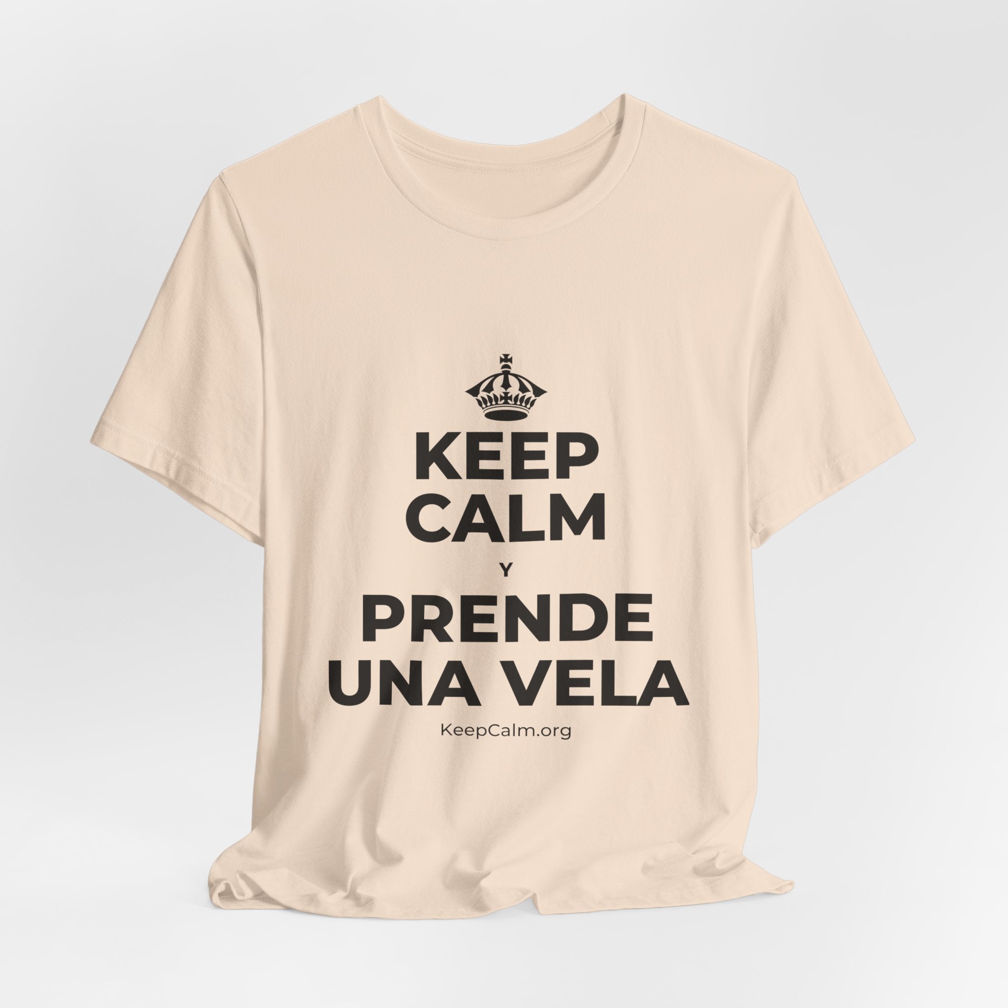 KEEP CALM Y PRENDE UNA VELA T-Shirt (Soft Cream–Heather Mauve)
