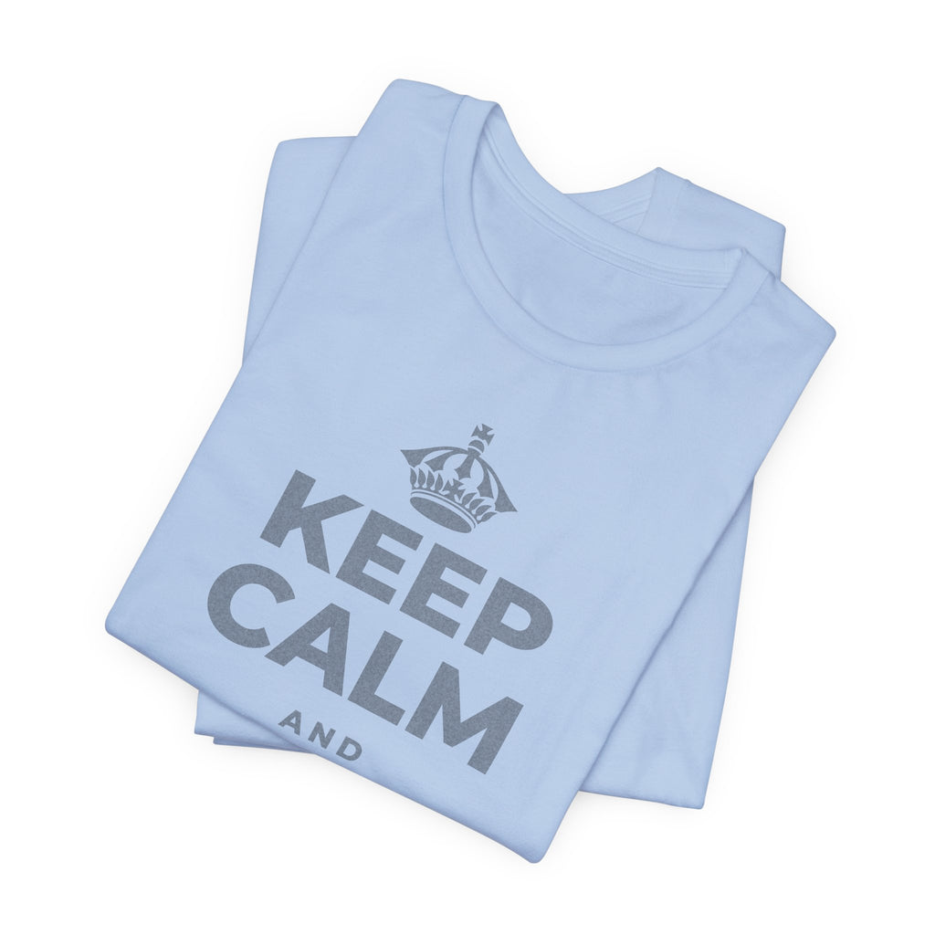 KEEP CALM AND انعم بالشمس T-Shirt (Baby Blue–Silver)