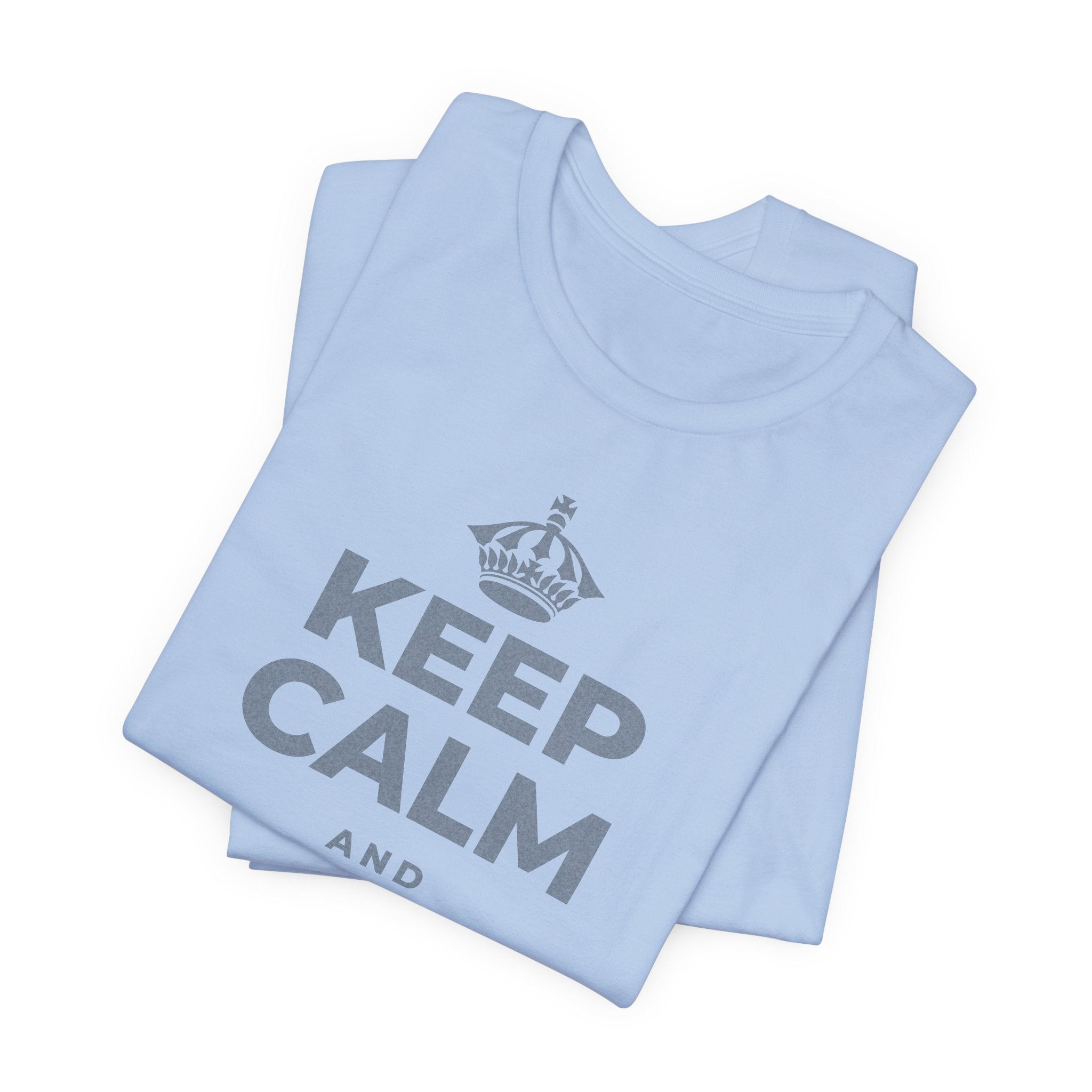 KEEP CALM AND انعم بالشمس T-Shirt (Baby Blue–Silver)