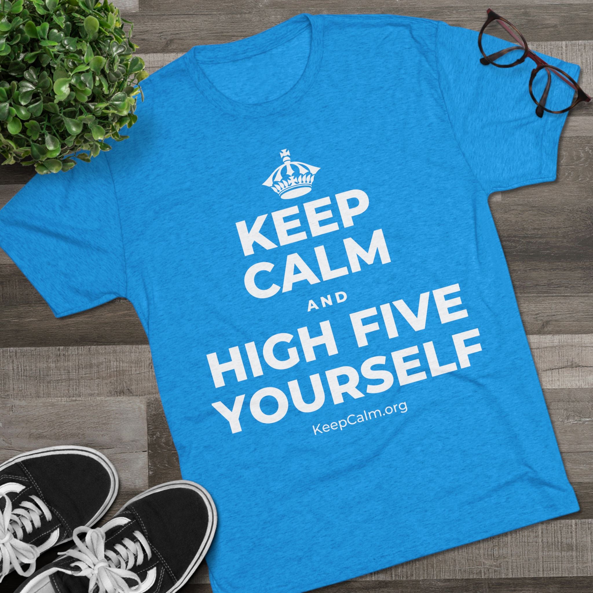 KEEP CALM AND HIGH FIVE YOURSELF Tri-Blend Tee