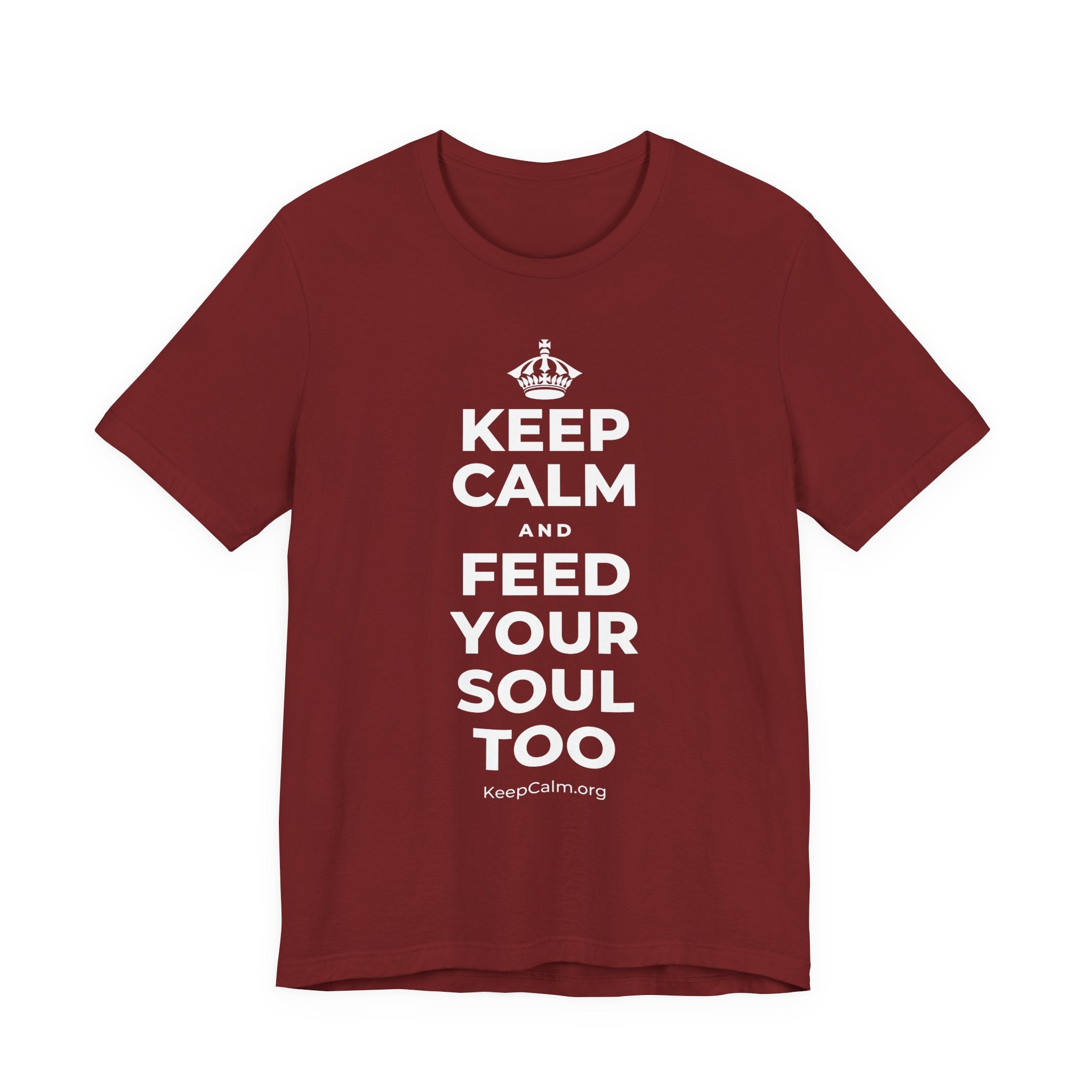 KEEP CALM AND FEED YOUR SOUL TOO T-Shirt (Baby Blue–Silver)