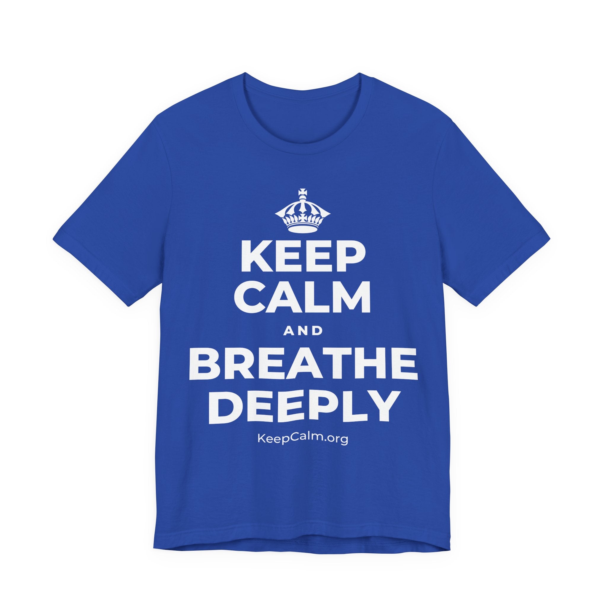 KEEP CALM AND BREATHE DEEPLY T-Shirt (Soft Cream–Heather Mauve)