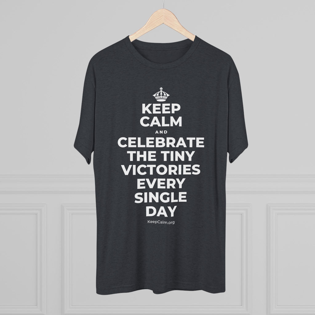 KEEP CALM AND CELEBRATE THE TINY VICTORIES EVERY SINGLE DAY Tri-Blend Tee