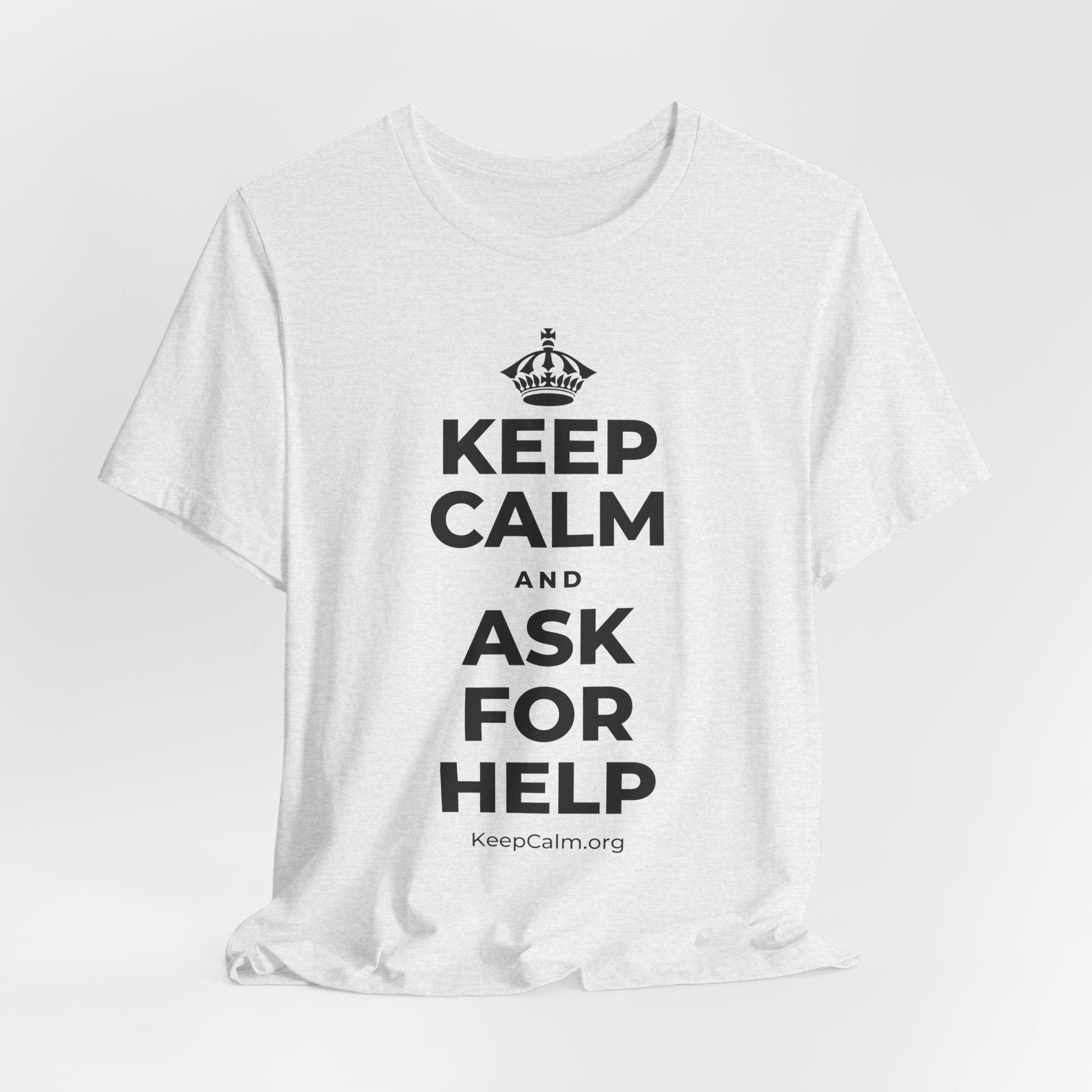 KEEP CALM AND ASK FOR HELP T-Shirt (Soft Cream–Heather Mauve)