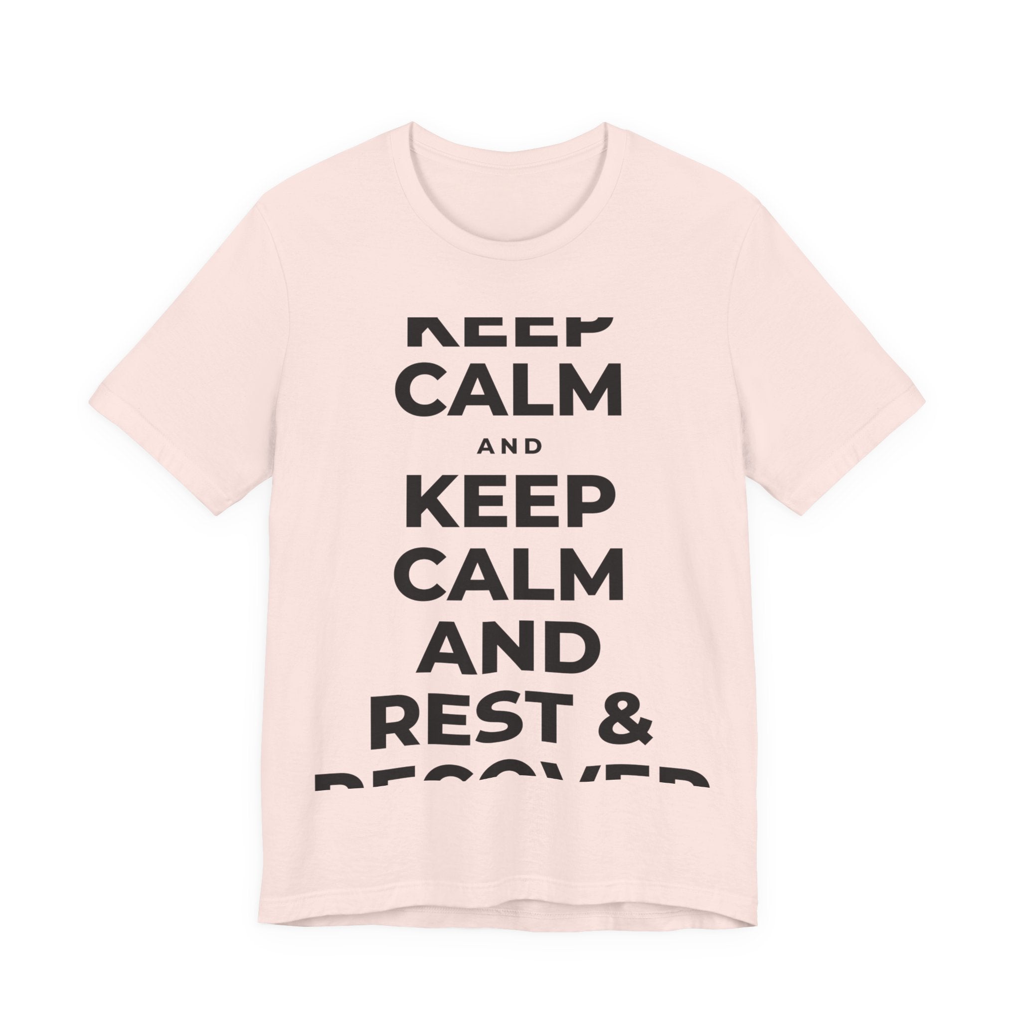 KEEP CALM AND REST & RECOVER T-Shirt (Soft Cream–Heather Mauve)