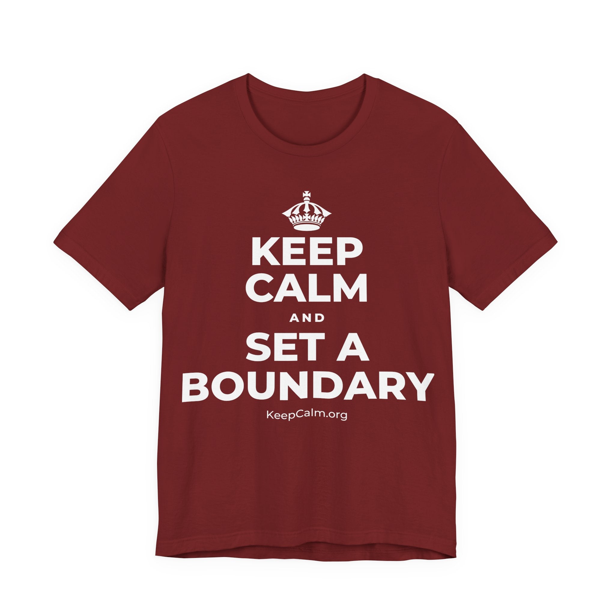 KEEP CALM AND SET A BOUNDARY T-Shirt (Baby Blue–Silver)