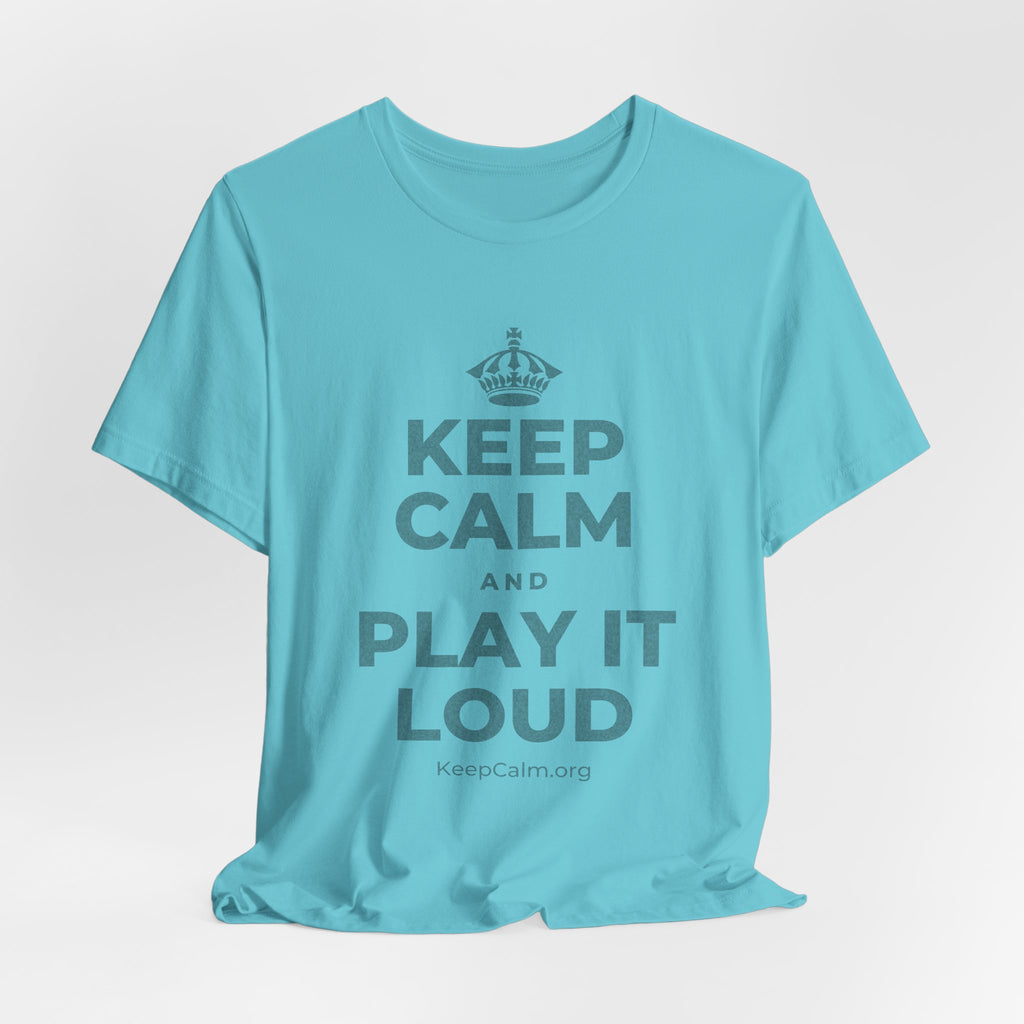 KEEP CALM AND PLAY IT LOUD T-Shirt (Soft Cream–Heather Mauve)