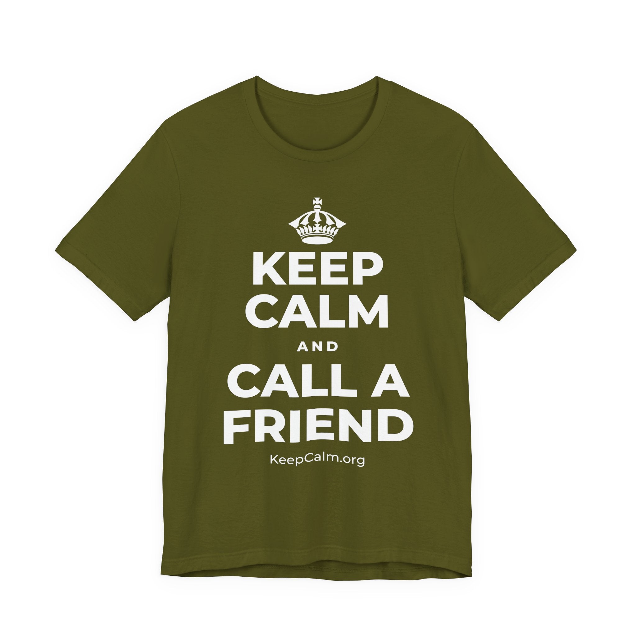 KEEP CALM AND CALL A FRIEND T-Shirt (Baby Blue–Silver)