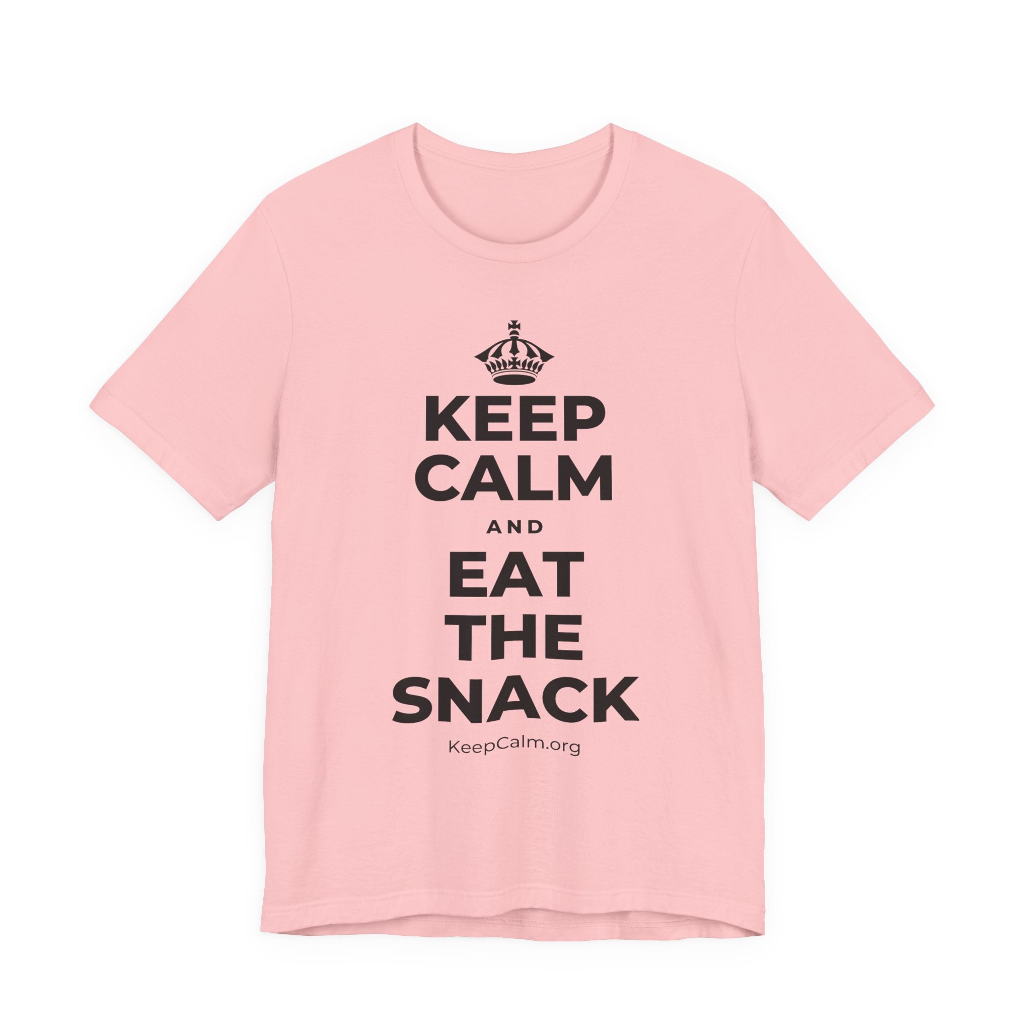 KEEP CALM AND EAT THE SNACK T-Shirt (White–Asphalt)
